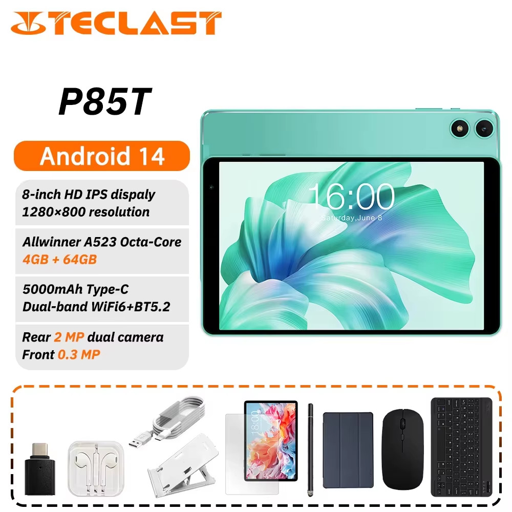P85T Tablet PC Allwinner A523 8-Core/8Inch 1280*800 HD IPS/4GB RAM/64GB Rom/5000