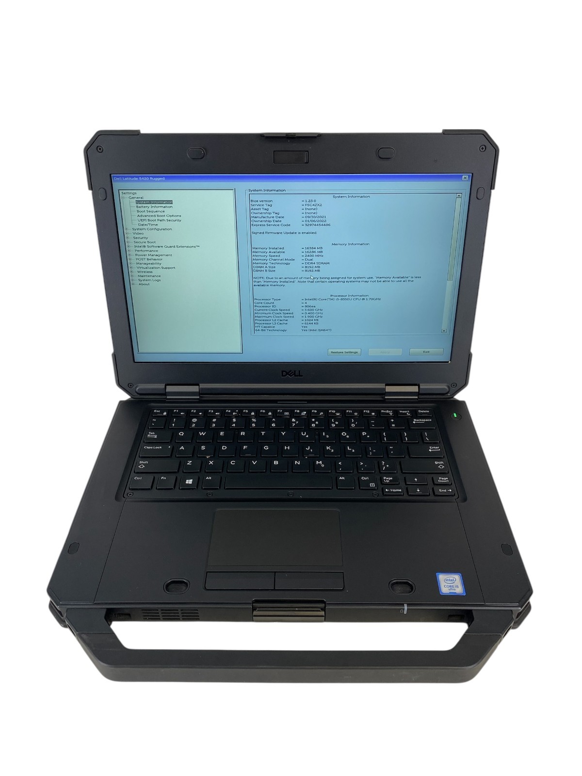 Dell Latitude 5420 Rugged 14″ Touchscreen i5-8350U 16GB RAM NO SSD Boots to Bios