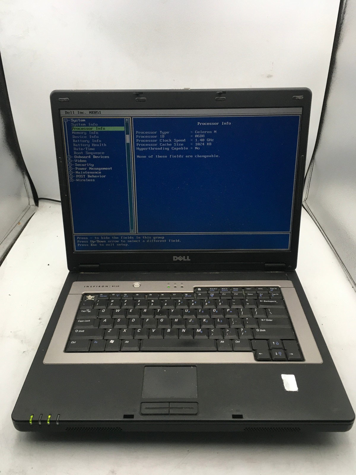 DELL INSPIRON B130 – BOOTS TO BIOS – INTEL CELERON M – 1GB RAM -READ DESCRIP- BB