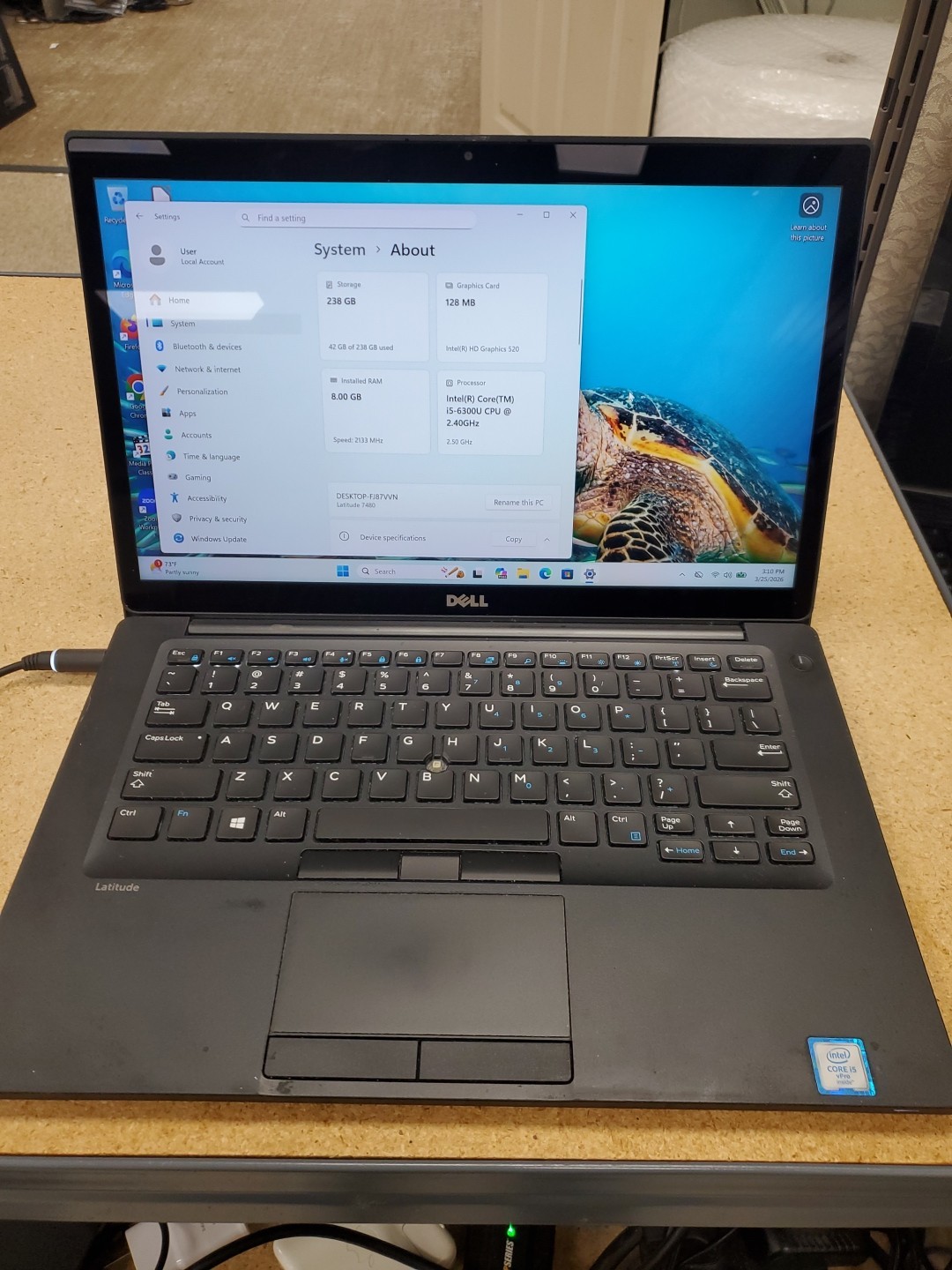 Dell Latitude 7480 14” i5-6300U 2.4GH 8GB DDR4 256GB SSD Win 11 032526-2