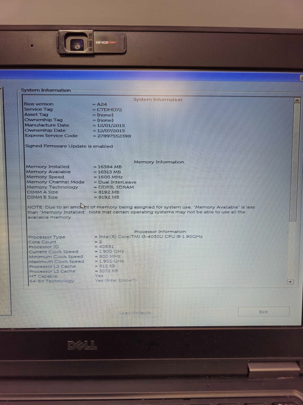 DELL LATITUDE E5250 CORE i3-4030U 1.90GHZ 16GB RAM 250 GB SSD, TESTED