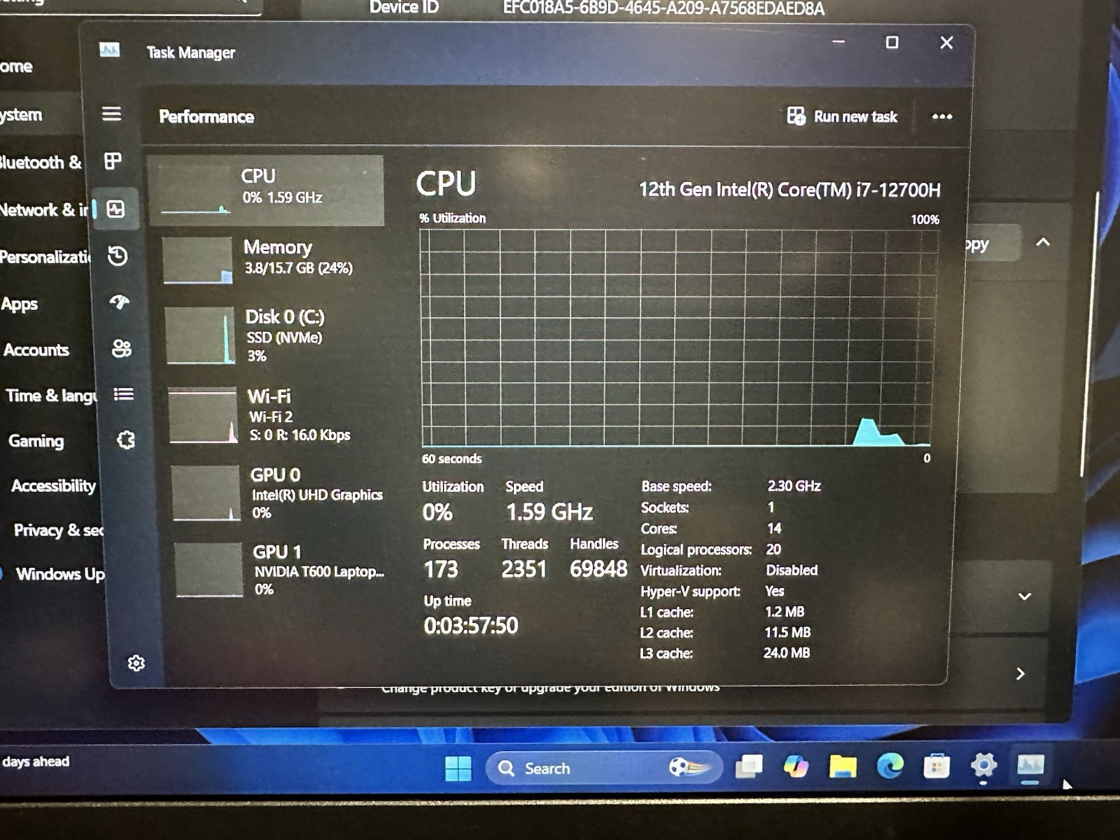Lenovo Thinkpad P15v Gen 3 i7-12700H 512GB SSD 16GB DDR5 NVIDIA T600 W11P