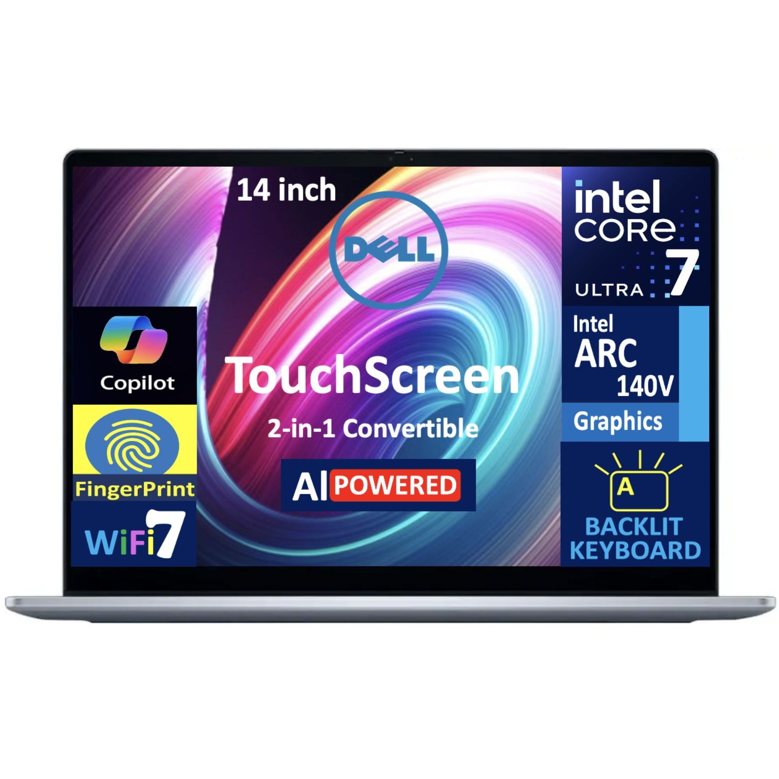 Dell 14 14.0″ WUXGA Touchscreen Intel Core Ultra 7-256V 2.2GHz 16GB 1TB SSD W11H