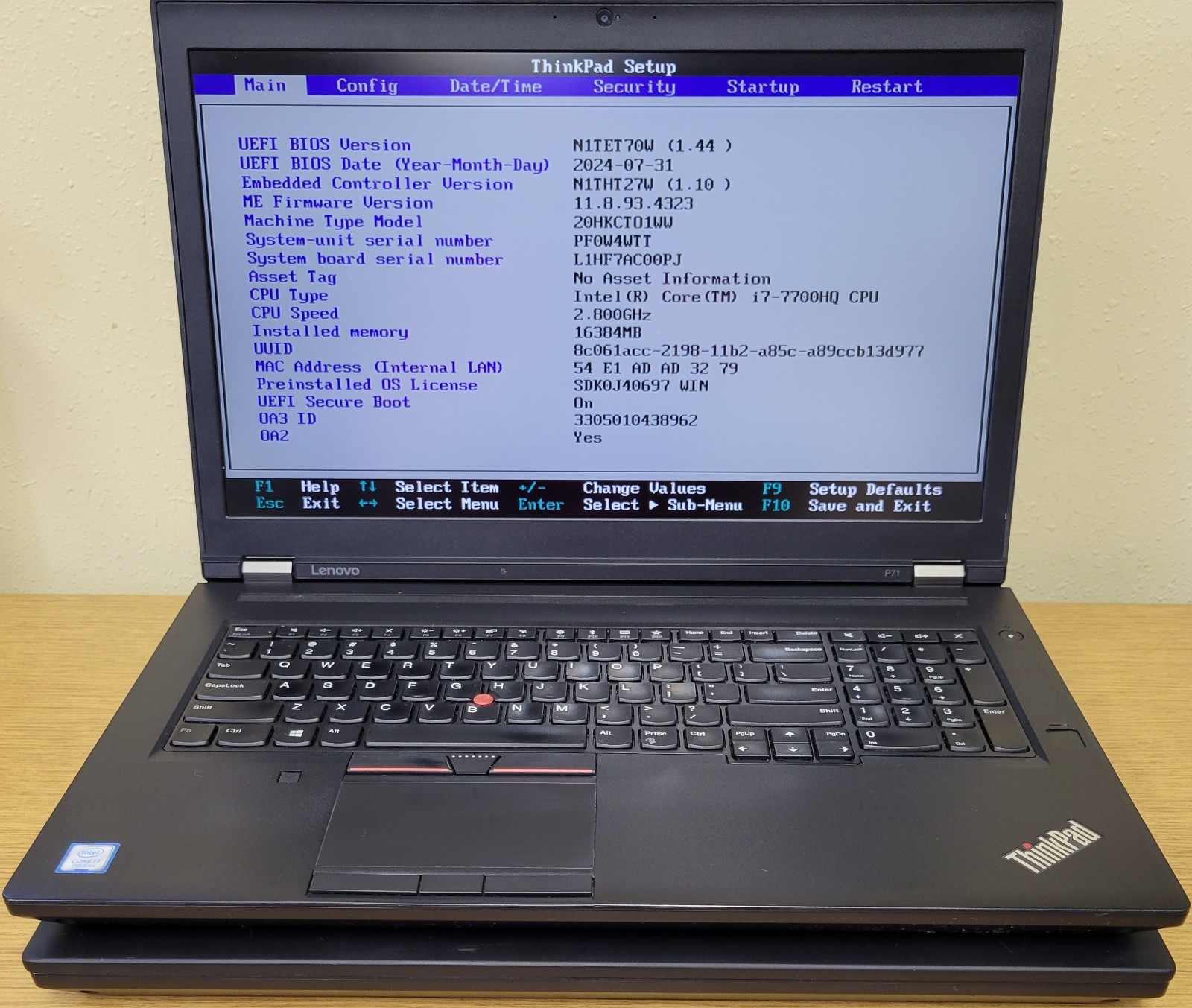 (Lot of 2)Lenovo TPad P71 i7-7th Gen 16GB 2.8/2.90GHz Quad P3000/M620 No OS/SSD