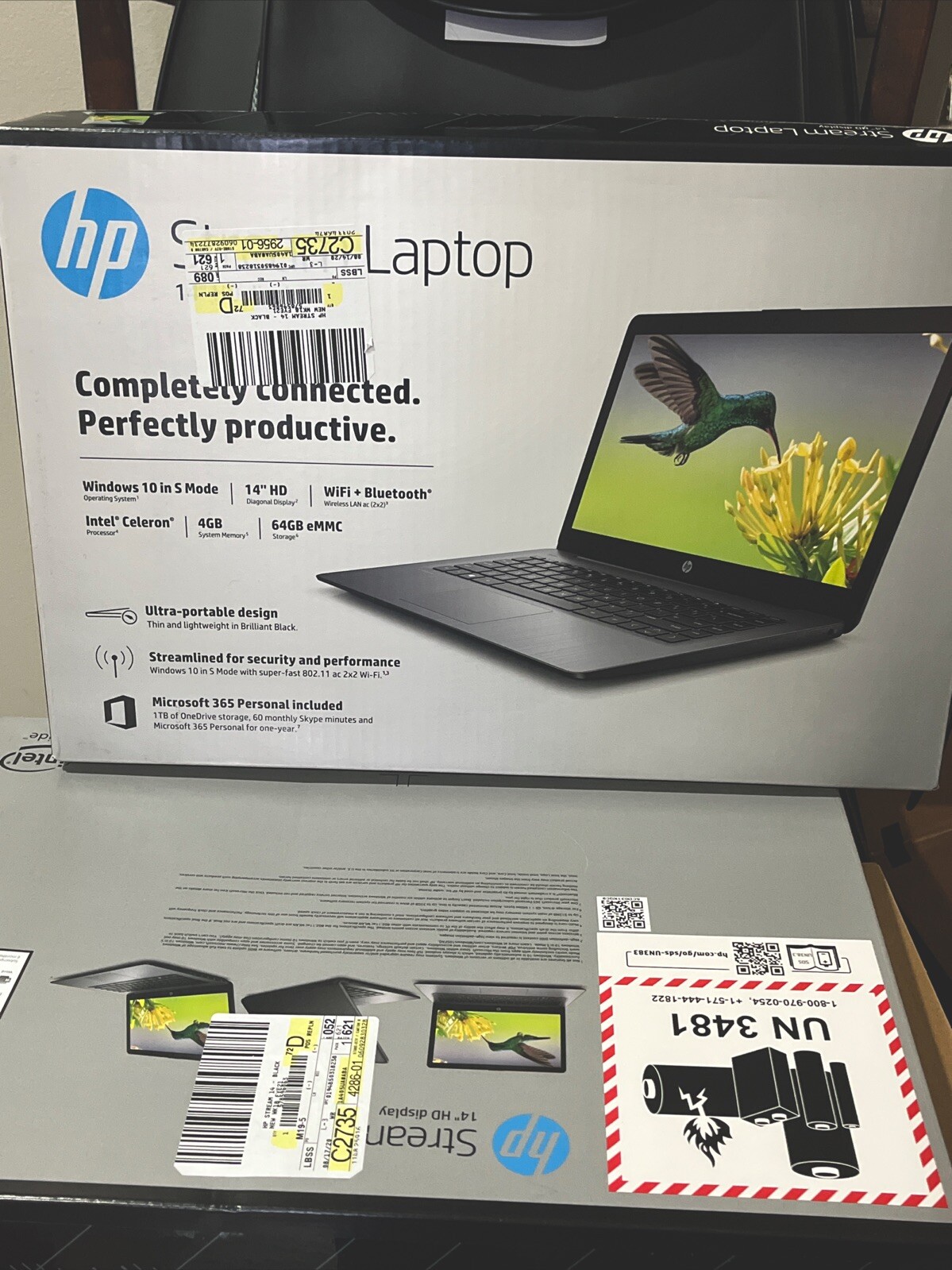 New HP Stream 14″ Celeron 4GB/64GB Laptop-Brilliant Black – 14-cb174wm