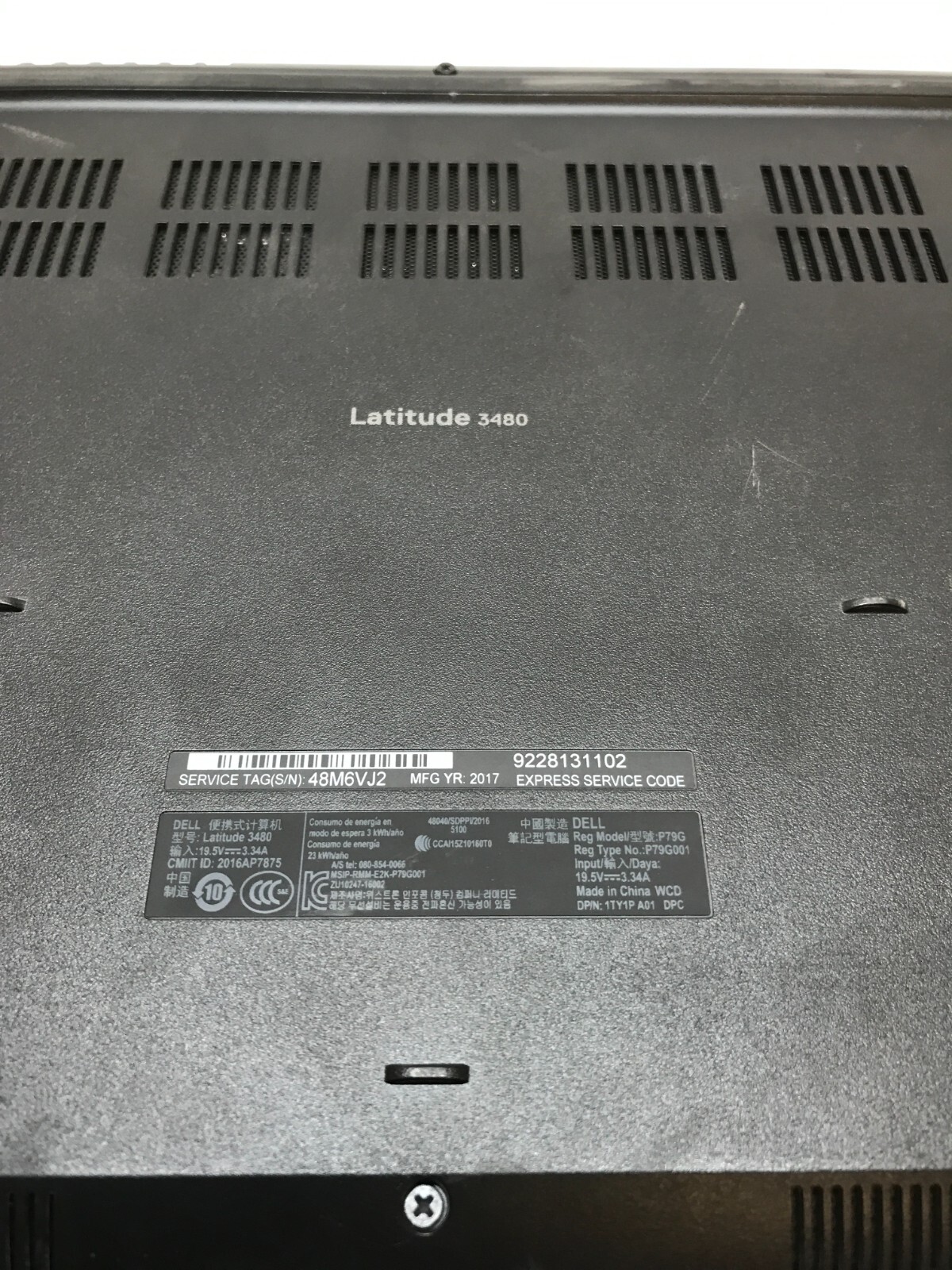 Dell Latitude 3480 14″ i3-7100U NO RAM NO HDD/OS For Parts/Repair NO POWER – DW