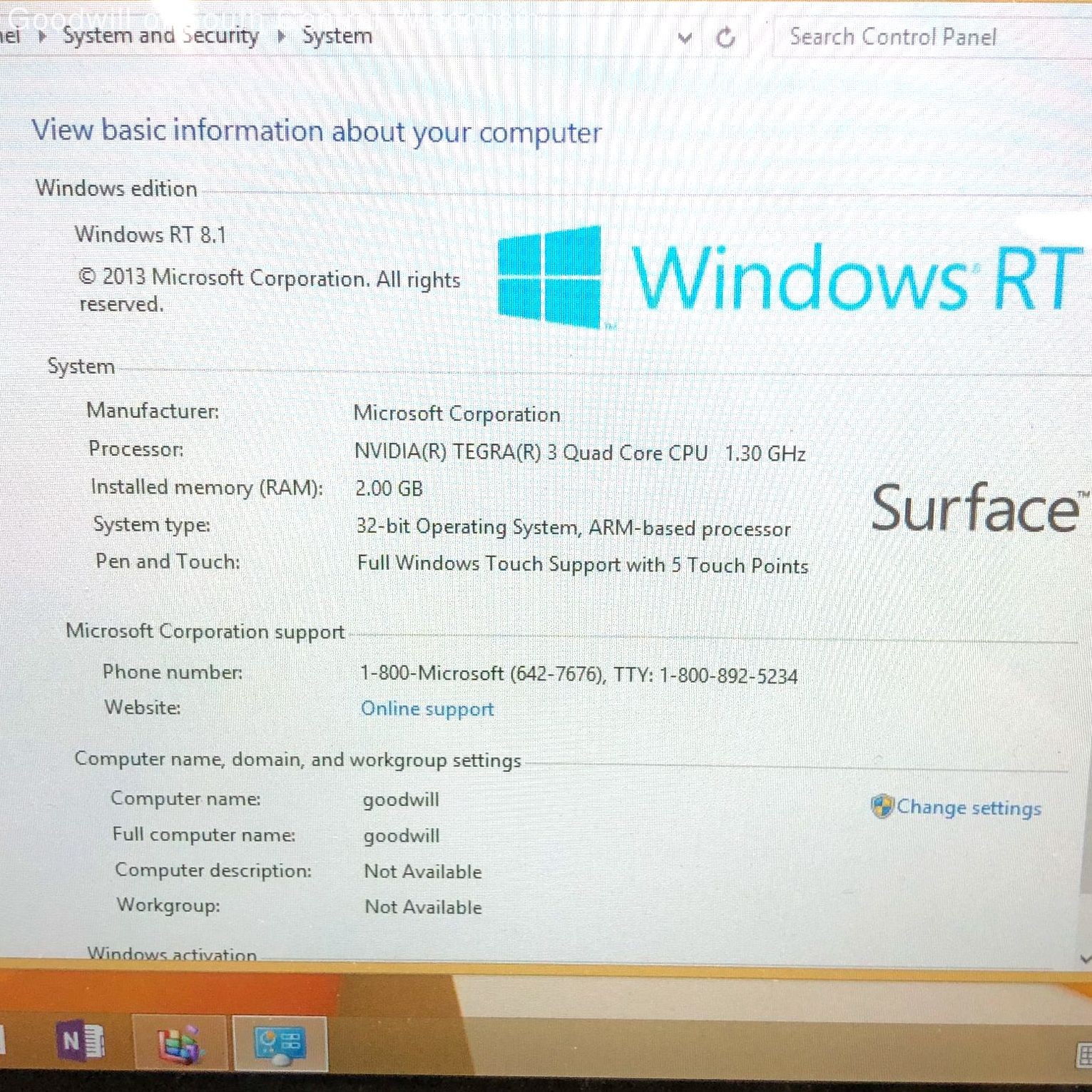 MSFT Employee Surface RT/2GB/32GB SSD