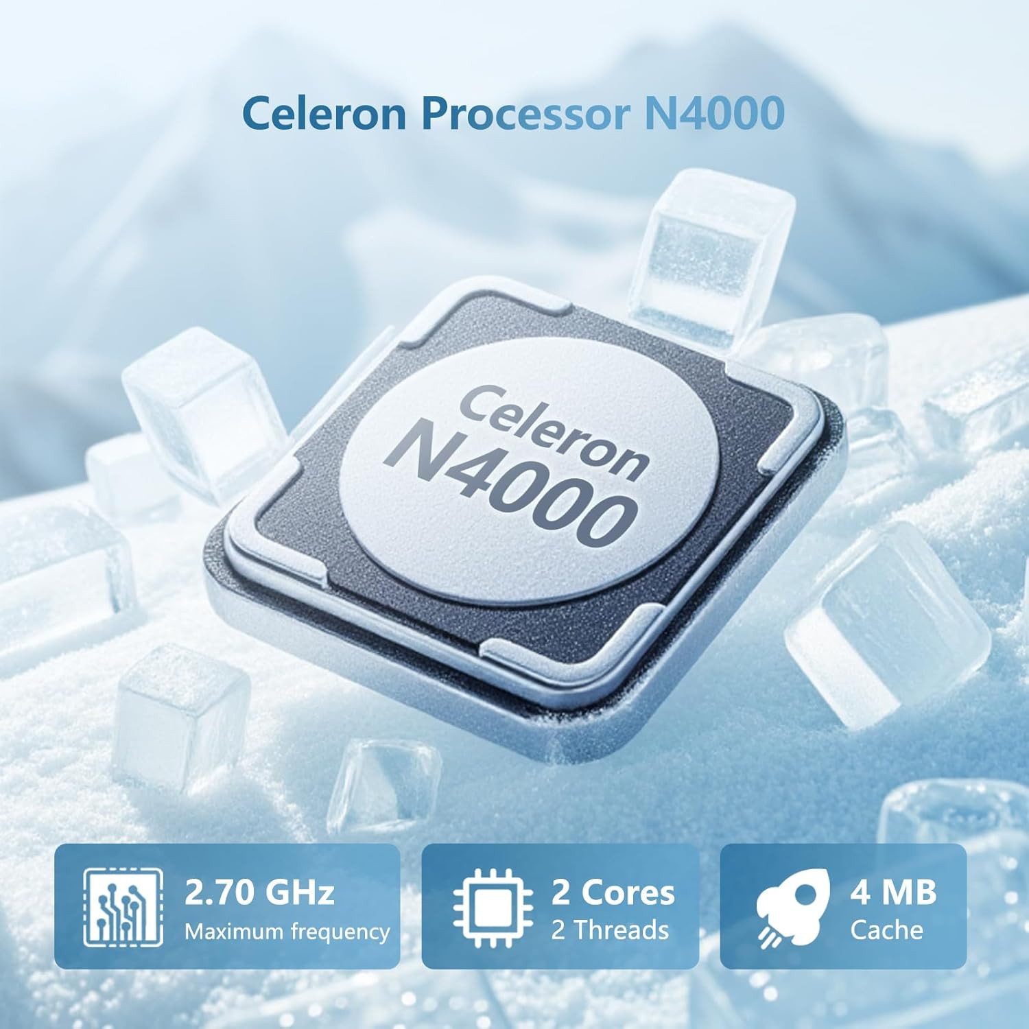 Laptop, 15.6’’ Laptop Computer with Celeron Processor N4000, 2Cores 2Threads, 8G