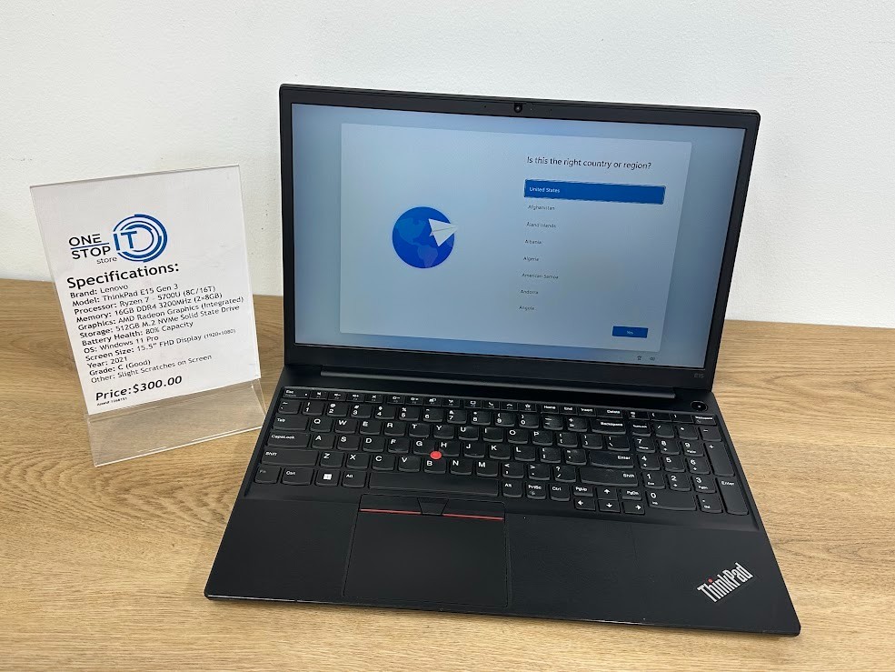 Lenovo ThinkPad E15 Gen 3 Ryzen 7 5700U 16GB DDR4 AMD Radeon Graphics, 512GB SSD
