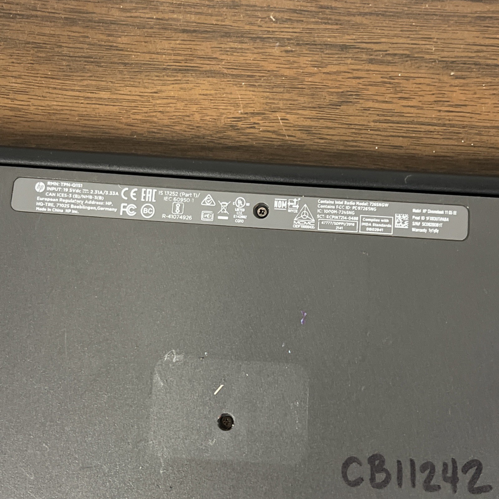 Lot Of 5 HP Chromebook 11 G5 EE | Celeron N3060 1.6GHz CPU | 4G Ram | 16G eMMC