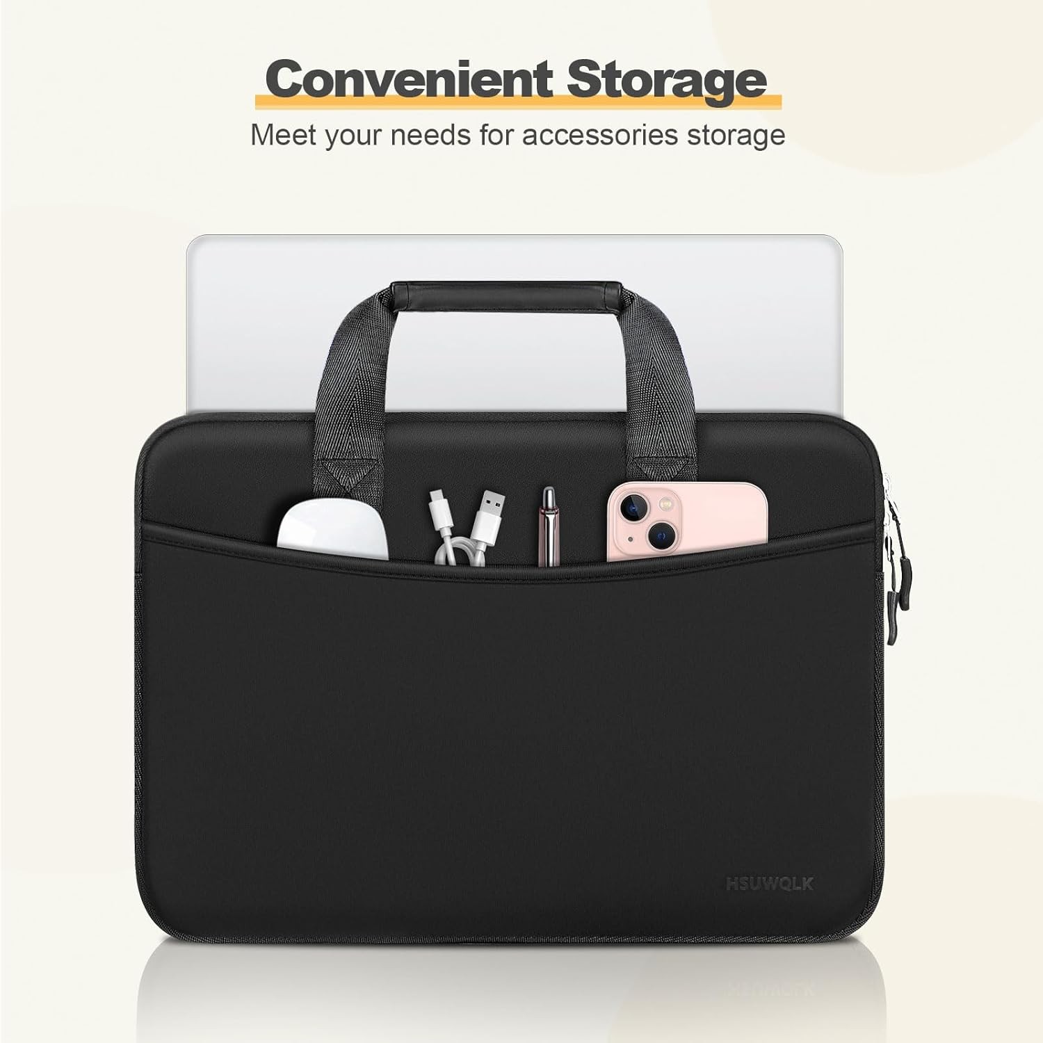 Black Laptop Sleeve for 13.3 inch MacBook Neo 13/Air 13 13.6/Pro 13/Pro 14
