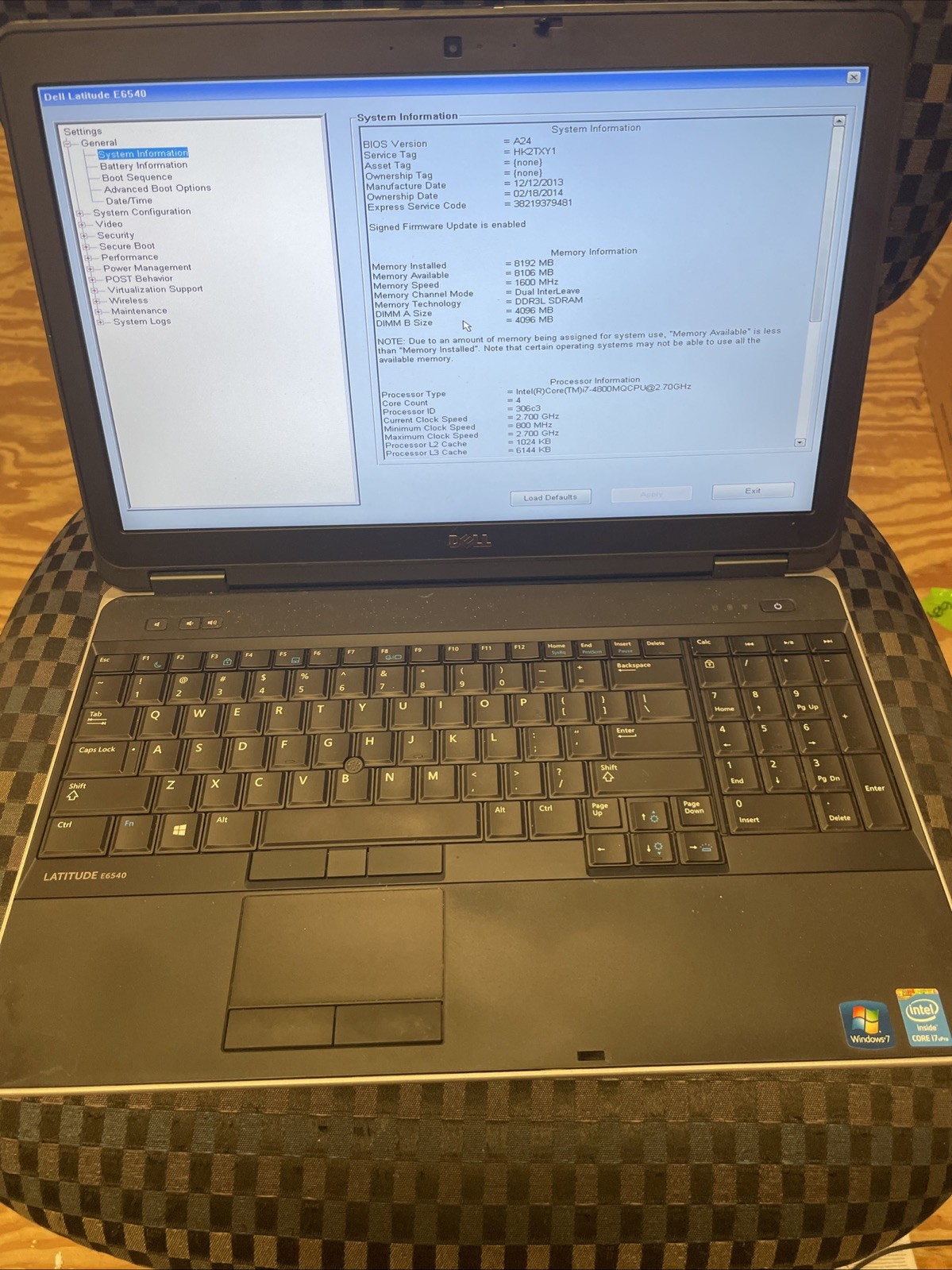 Dell Latitude E6540 laptop. i7, 250gb, HDD, 8gb Ram, 15.6 widescreen.