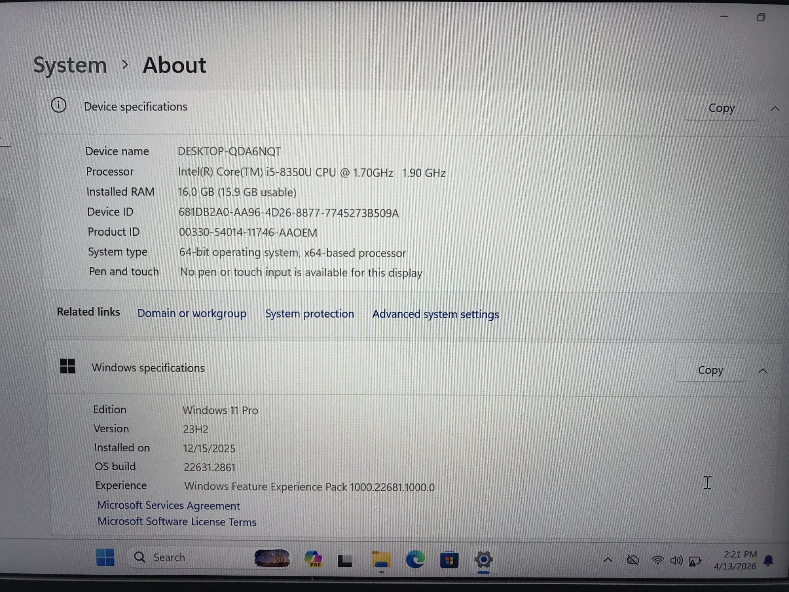 Dell Latitude 5420 Rugged 14″ Core i5-8350U 1.70GHZ 16GB RAM 256GB SSD Windows11