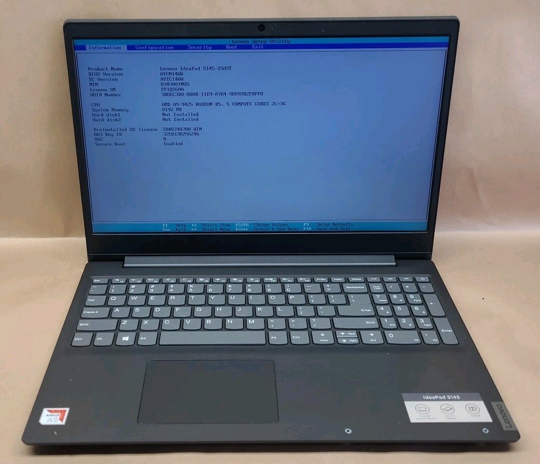 Lenovo IdeaPad S145, AMD A9-9425 Radeon R5, 8GB RAM, NO SSD, NO CHARGER *READ*