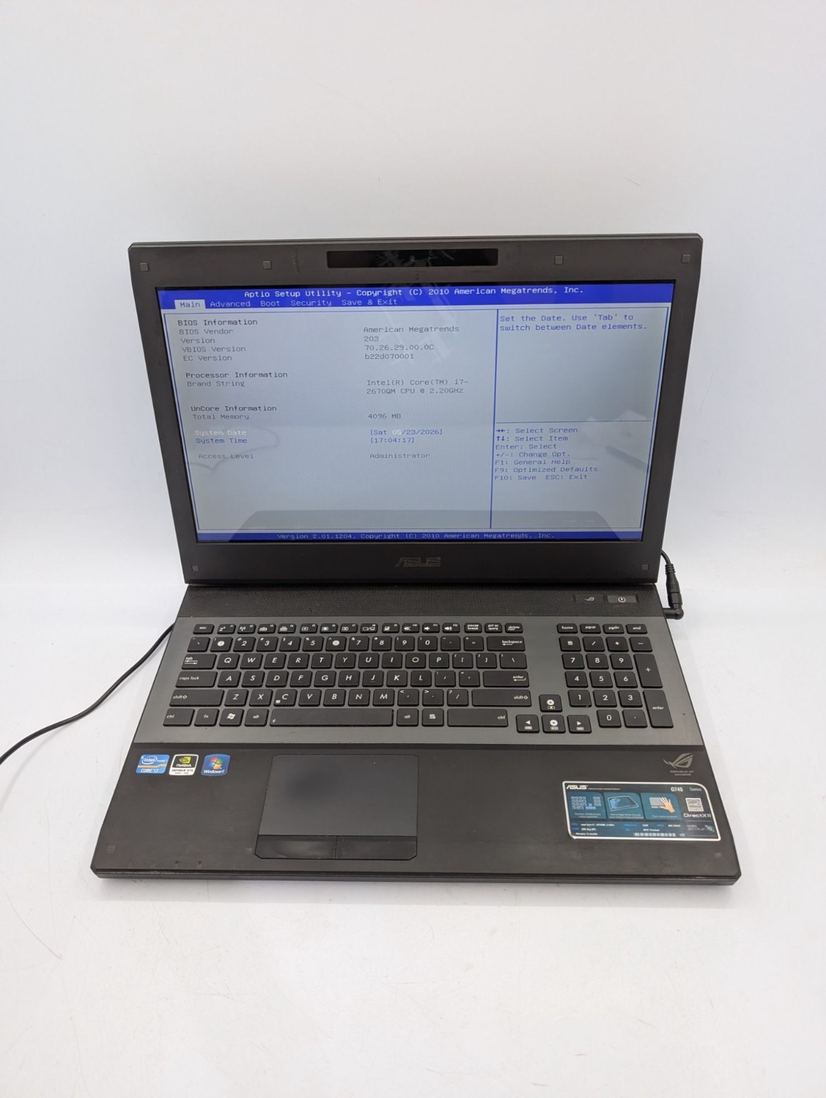 Asus G74SX-RS72-CA 17.3″ Display Intel Core i7-2670QM 2.20 GHz 4GB RAM Black