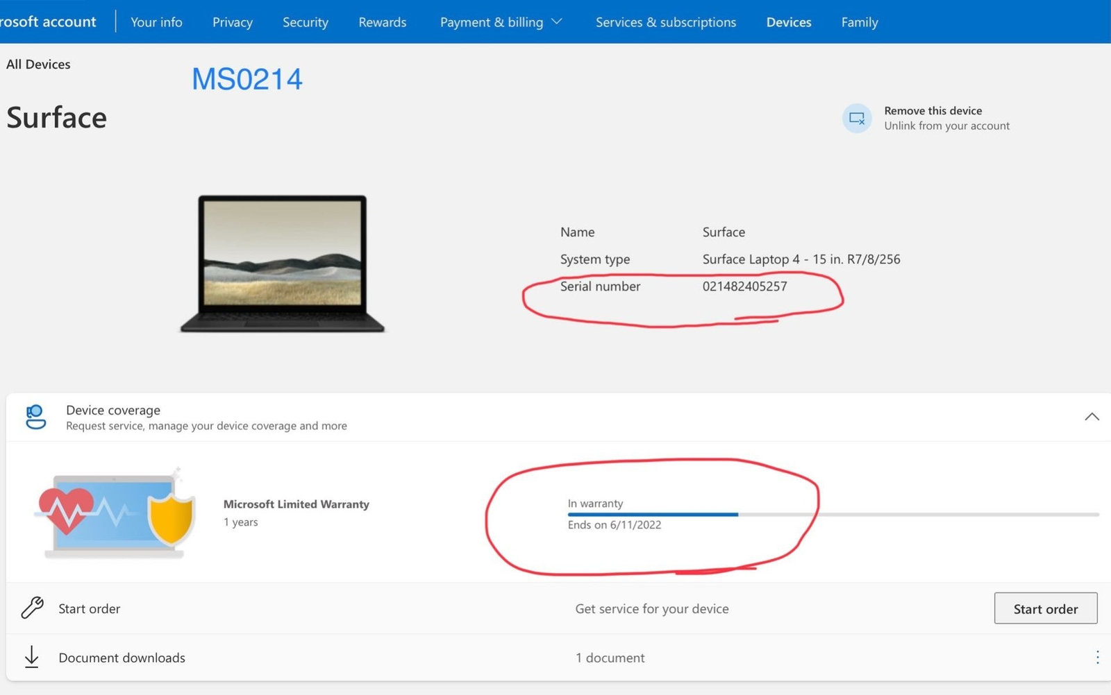 Microsoft Surface Laptop 4 15″ (256GB SSD, AMD Ryzen 7, 4.20 GHz, 8GB) 5UI-00001