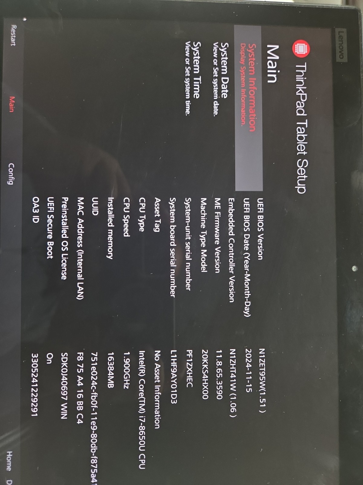 Lenovo ThinkPad X1 Tablet 3rd Gen | i7-8550U | 16GB RAM | 240GB SSD