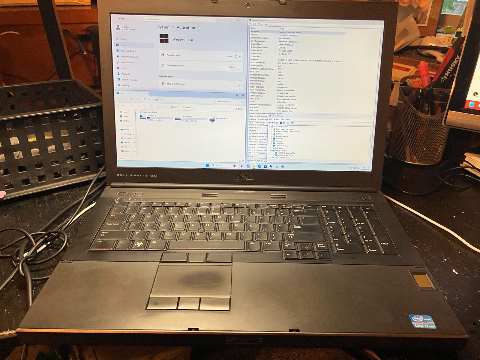 Dell Precision M6600 17″ Laptop i7 2.8GHz 16GB RAM 1.5TB SSD+HDD NVIDIA GPU W11