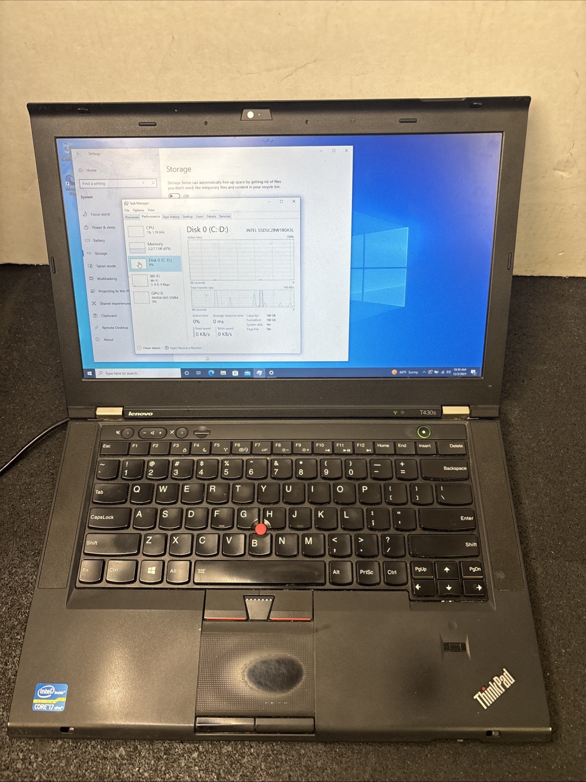 Lenovo ThinkPad T430s Core i7-3520M 2.9GHz 8GB RAM 180GB SSD Windows 10P Webcam