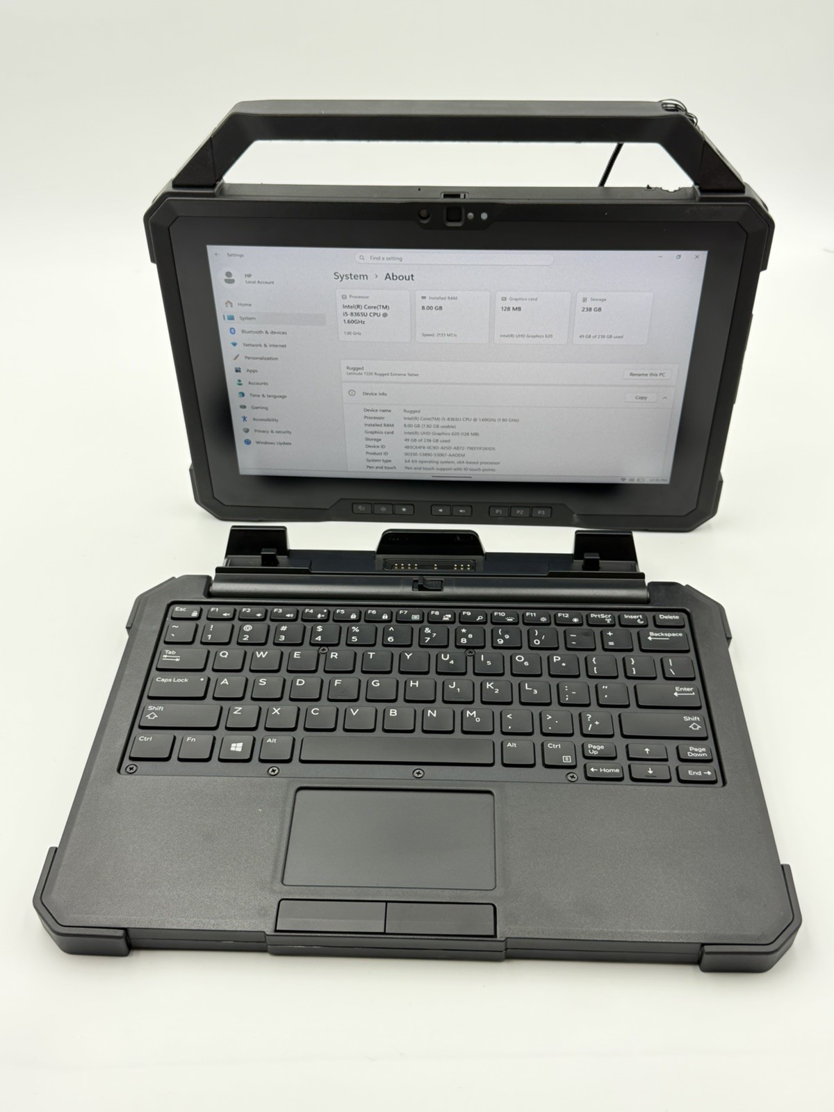Dell Latitude 7220 Rugged Tablet 8GB 256GB LTE GPS w/ iKey IK-DELL-AT Keyboard
