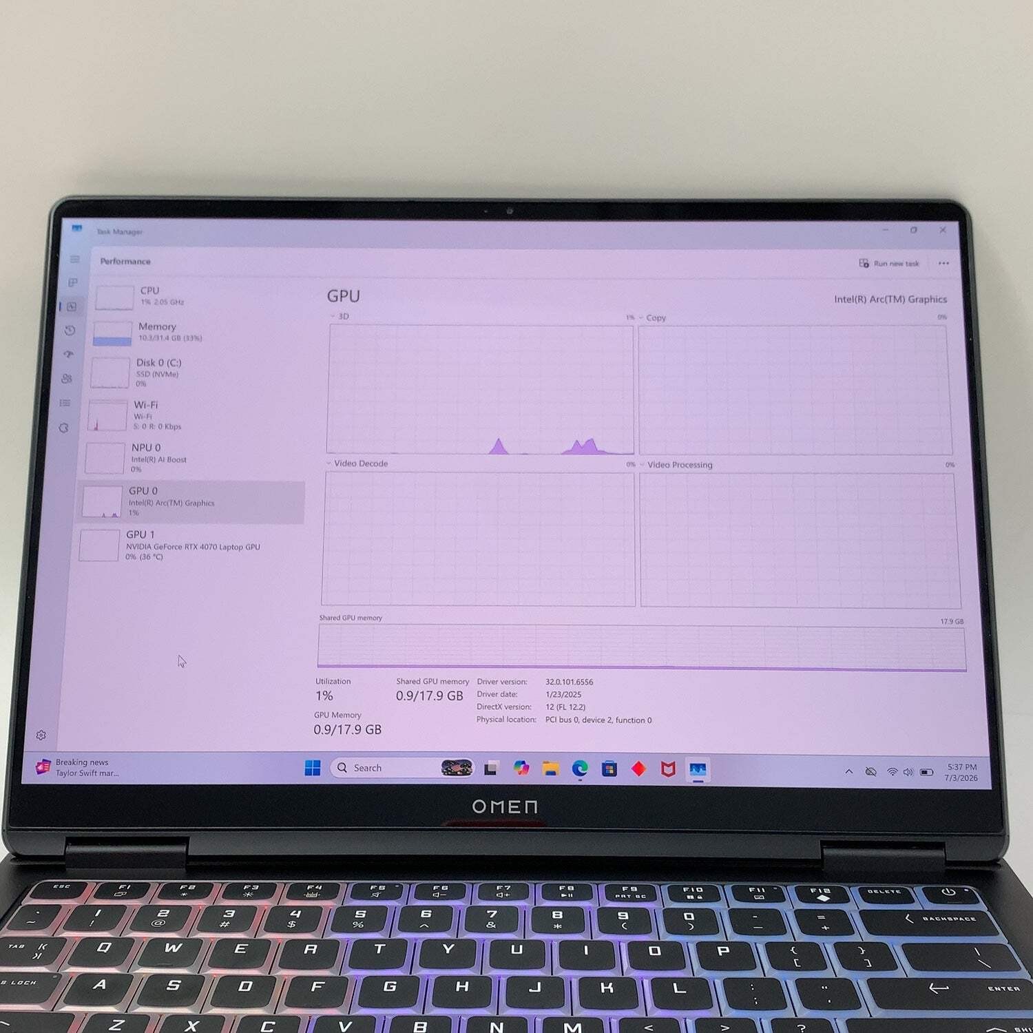 HP Omen 14-FB0023DX Core Ultra 9 185H 2.5GHz 32GB RAM 1TB SSD GeForce RTX 4070