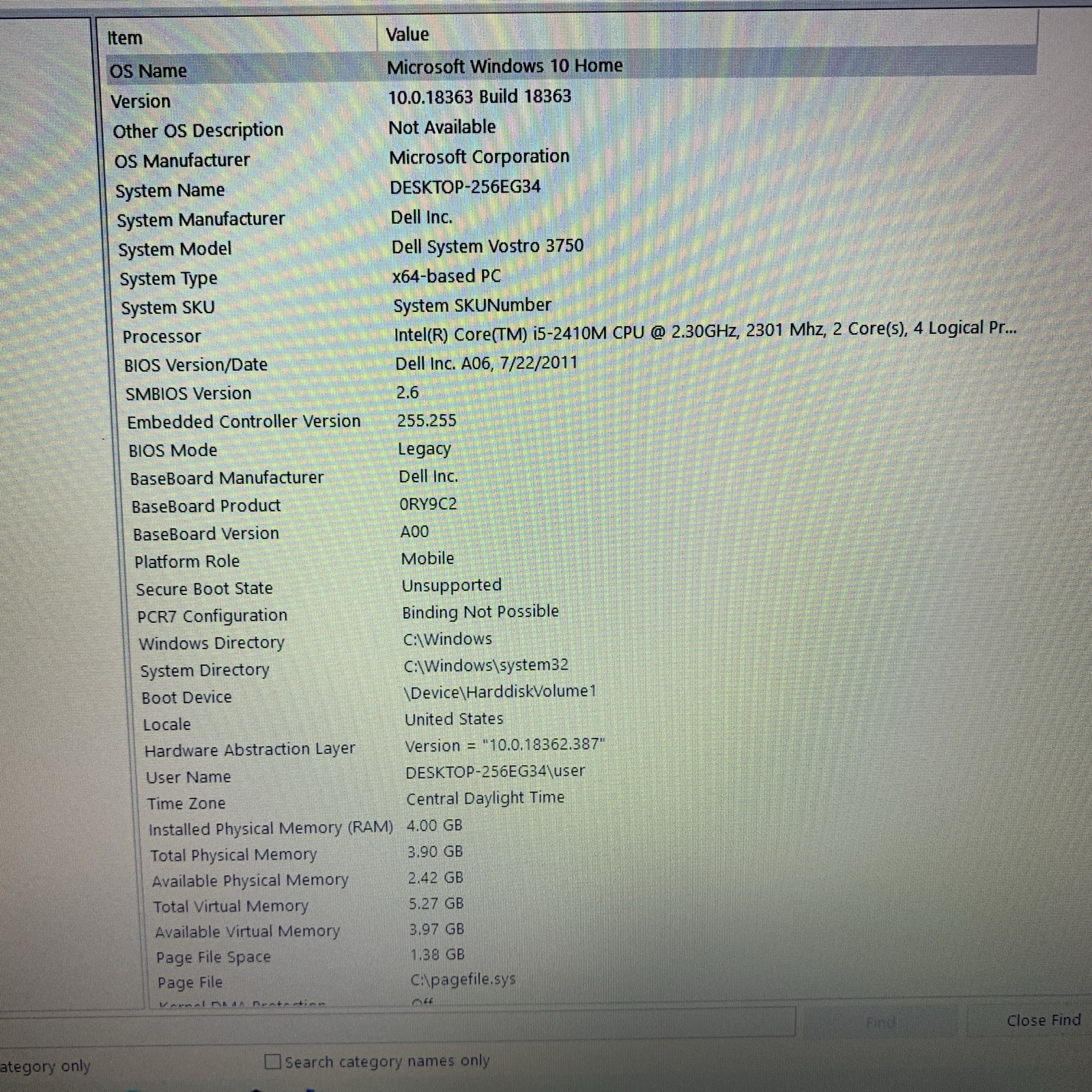 Dell Vostro 3750 17.3″ Intel Core i5-2410M2.30GHz 4GB Ram Wind 10 H Read Descrip