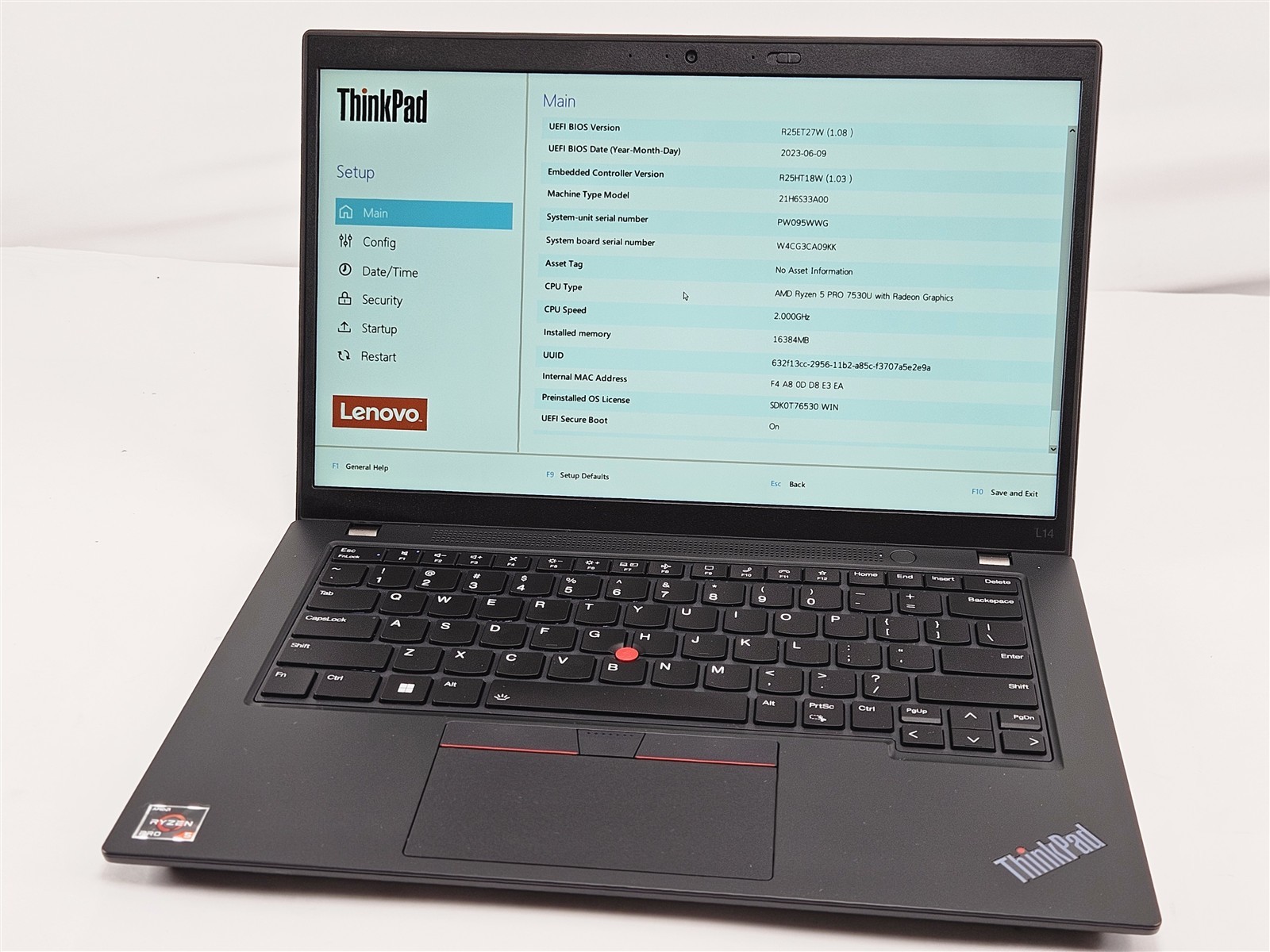 Lenovo ThinkPad L14 Gen 4 AMD Ryzen 5 Pro 7530U 16GB 256GB SSD 14″ Radeon
