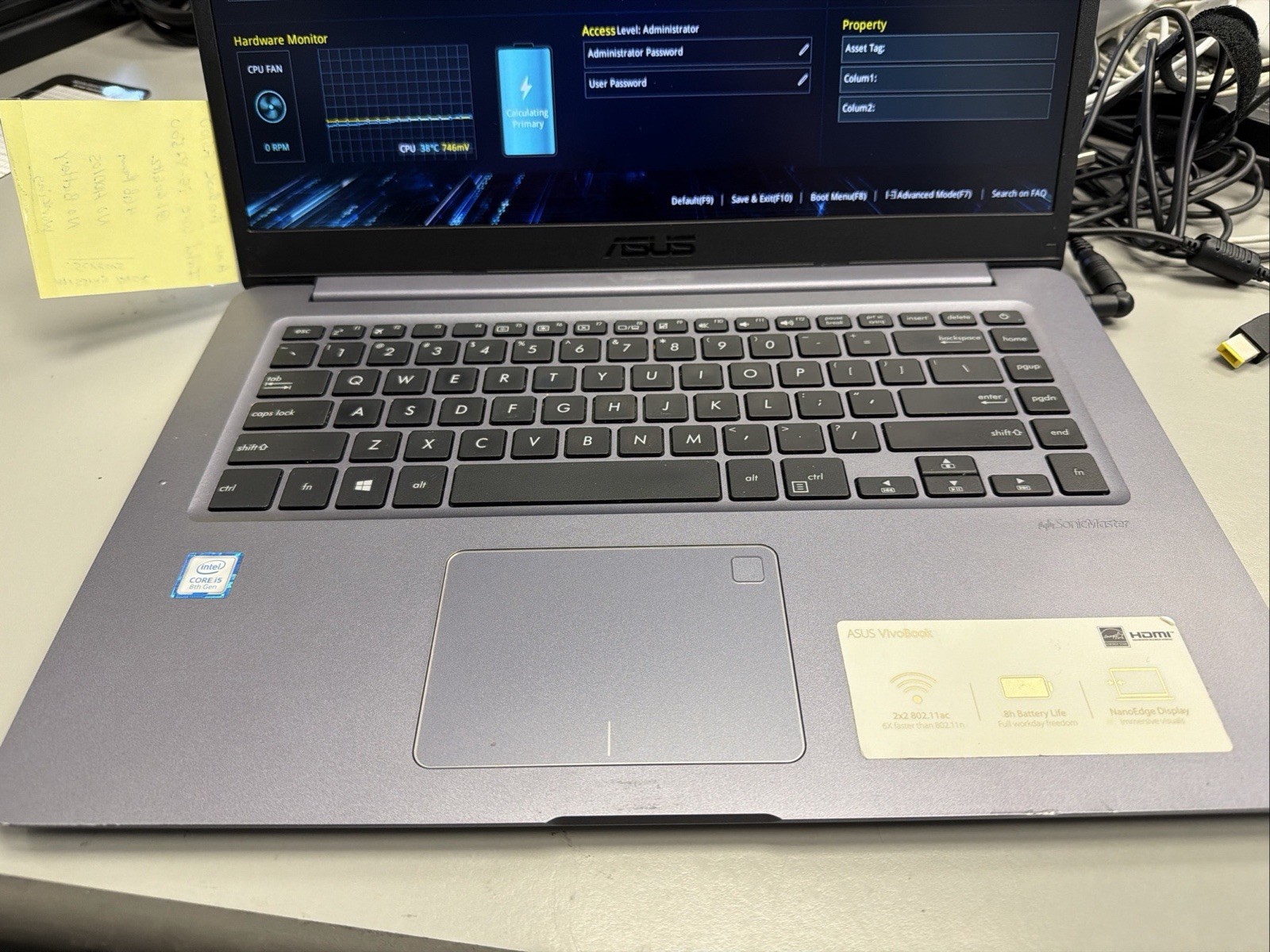 ASUS VivoBook S533F Intel Core i5-10210U 1.6GHz 8GB RAM No SSD/OS/Battery -Works