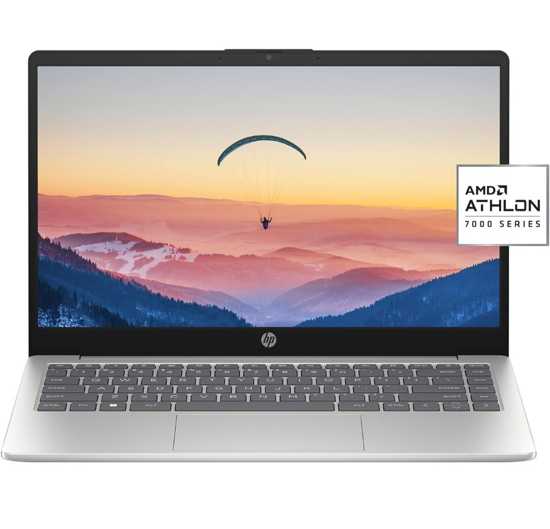 HP 14 inch Laptop, HD Display, AMD Athlon Gold 7220U, 4 GB RAM, 128 GB SSD, AMD