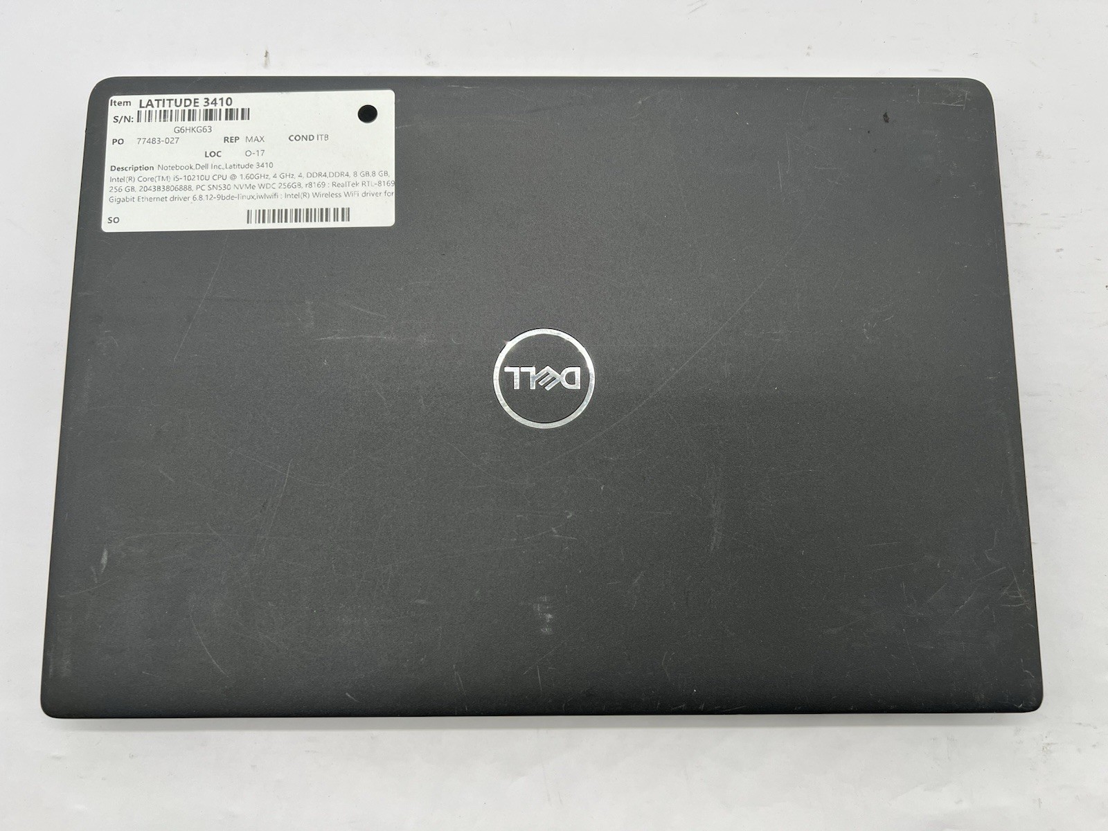 Dell Latitude 3410, i5-10210U CPU, @ 1.60GHz, 16GB RAM, 256GB NVMe-No OS/Charger