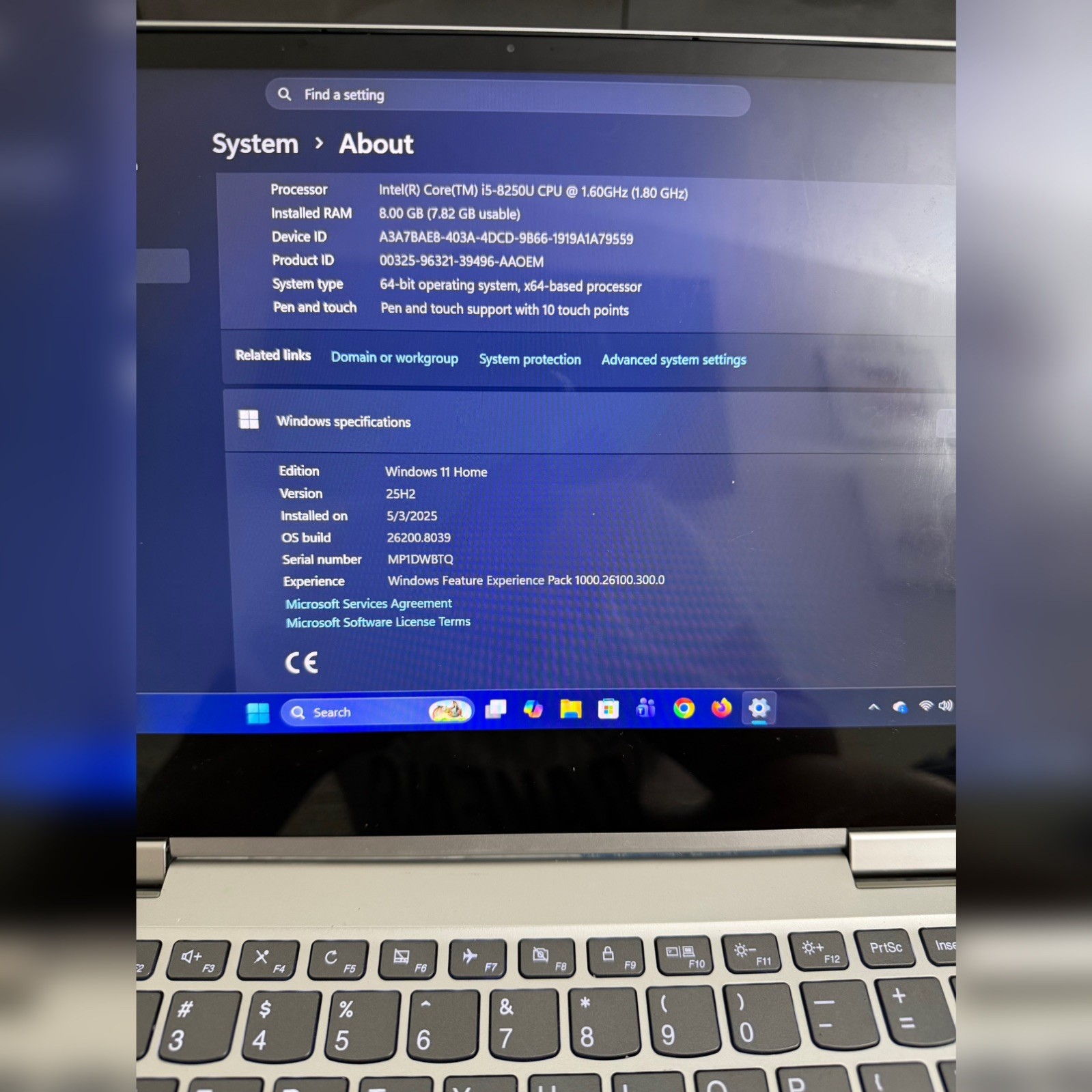 Lenovo Yoga 730-13IKB 15.6″ i5-8250U 1.6GHz 8GB RAM 238GB Samsung SD