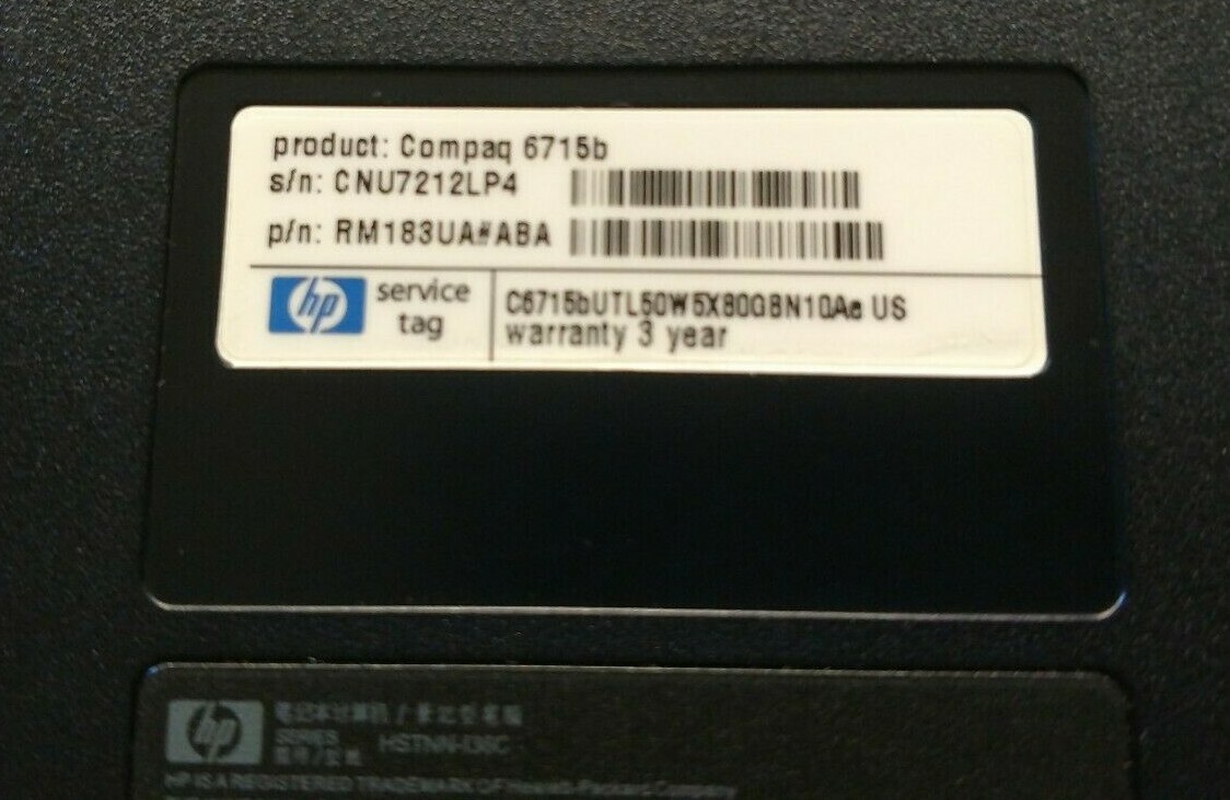 HP Compaq 6715b AMD Turion 1.6GHz,1024Mb,Bluetooth+Wi-Fi(NO HDD,caddy,Opt.Dr,AC)