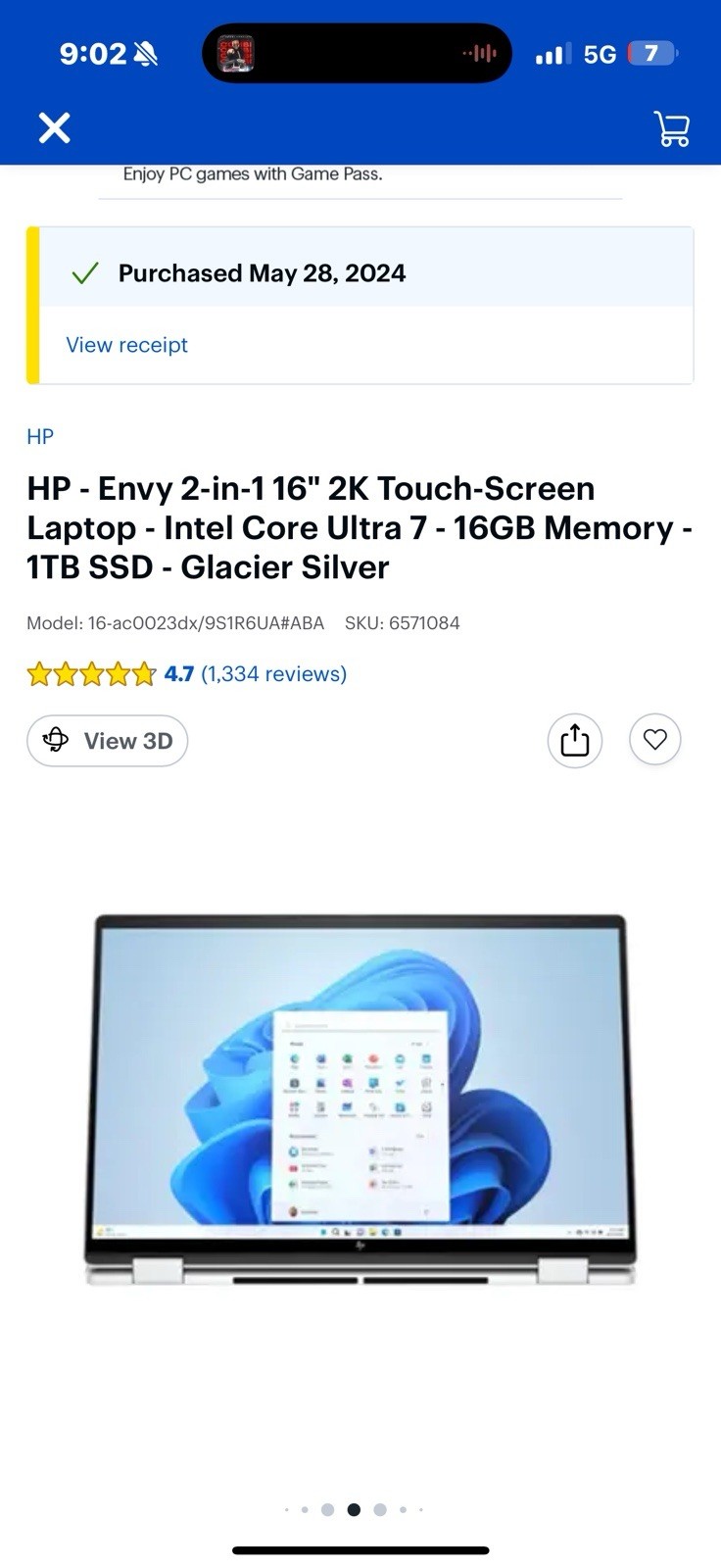 HP Envy 2-in-1 16″ 2K Touch-Screen Laptop Intel Core Ultra 5, 16GB RAM
