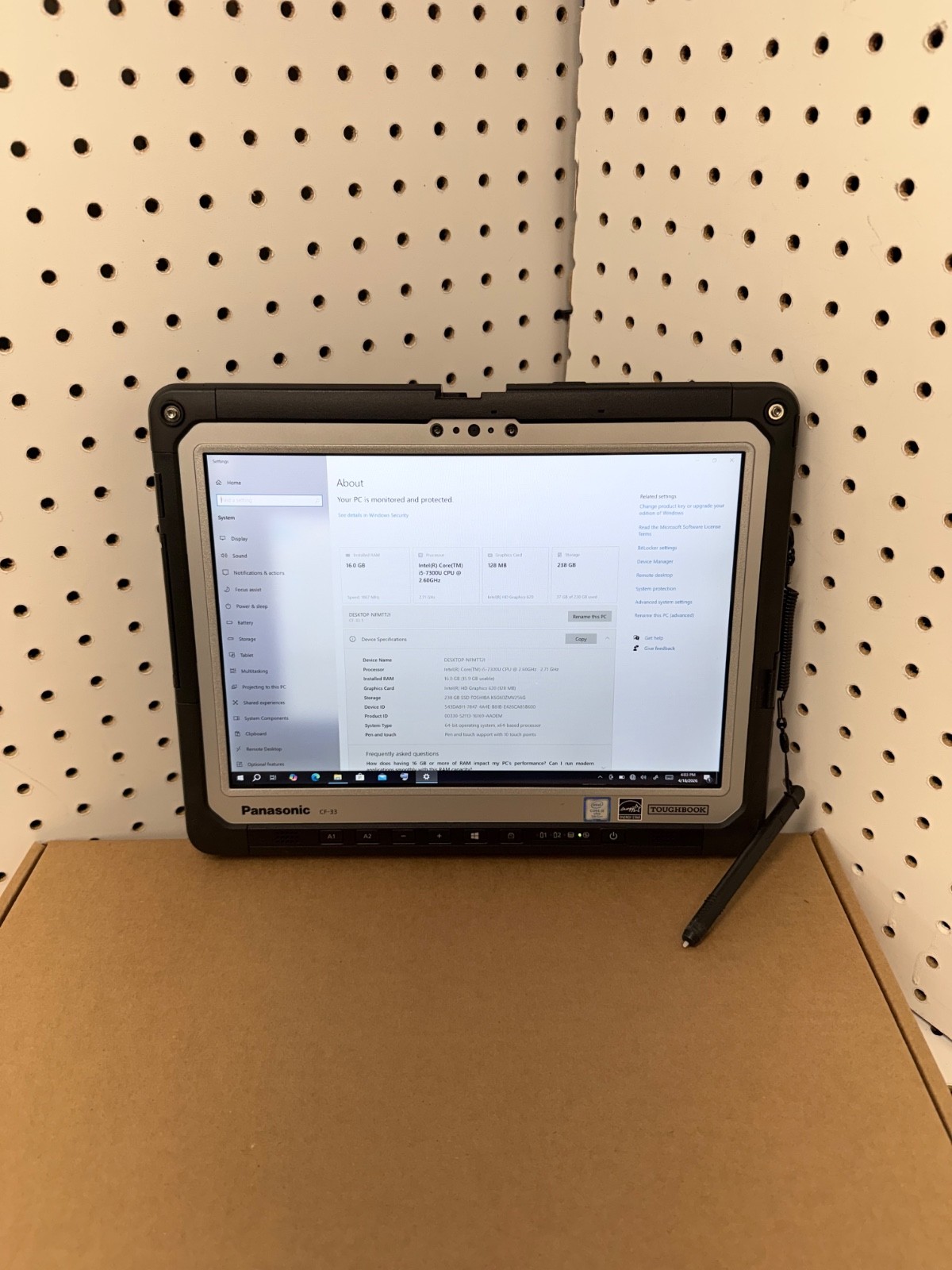 Panasonic Toughbook CF-33 12.1″ Touch 2.6GHz Core i5-7300U 16GB 256GB SSD Tablet