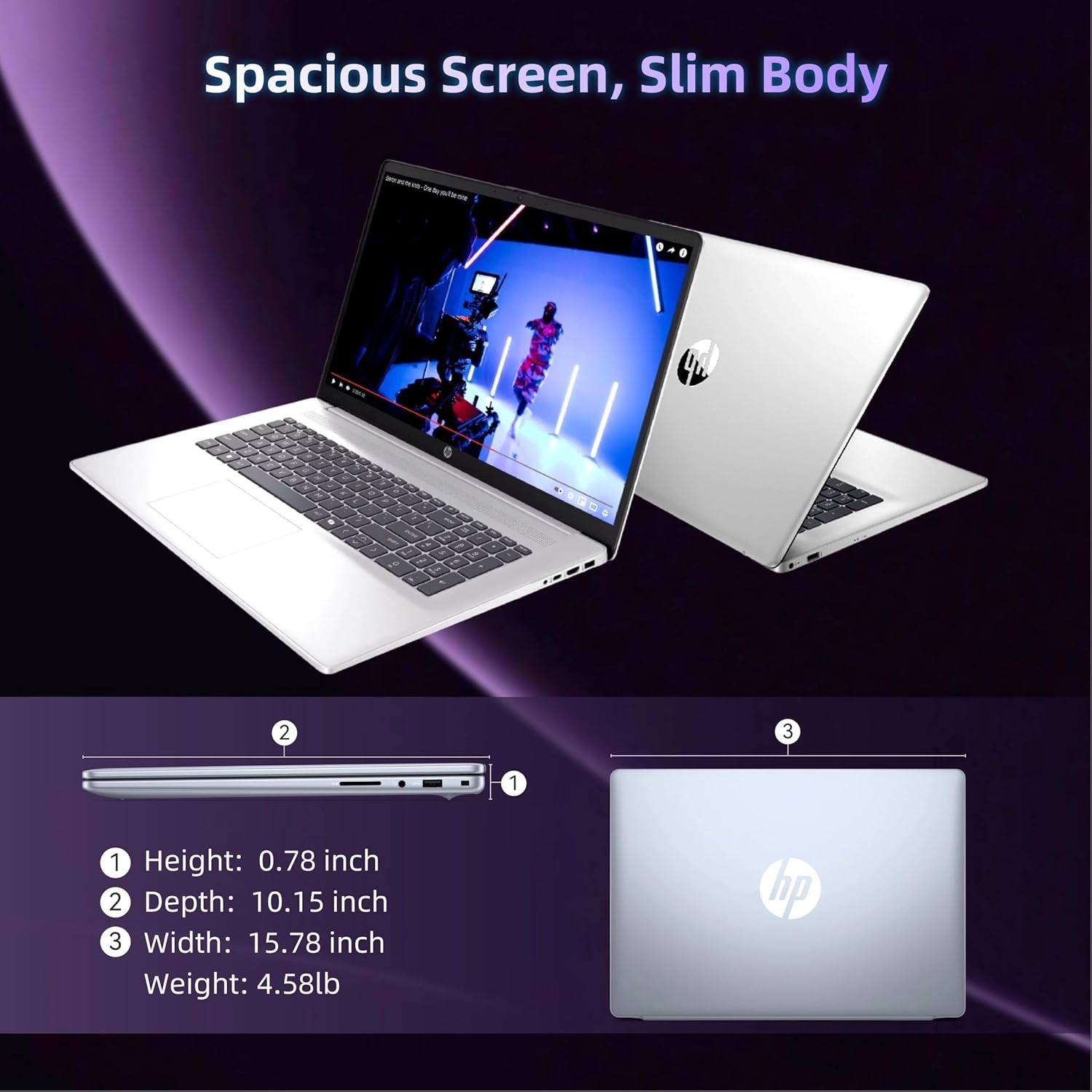 HP 17.3″ Laptop computer 2.7 GHz~4.3 GHz Ryzen 5-7430U Upto 64GB 2TB Win11Pro