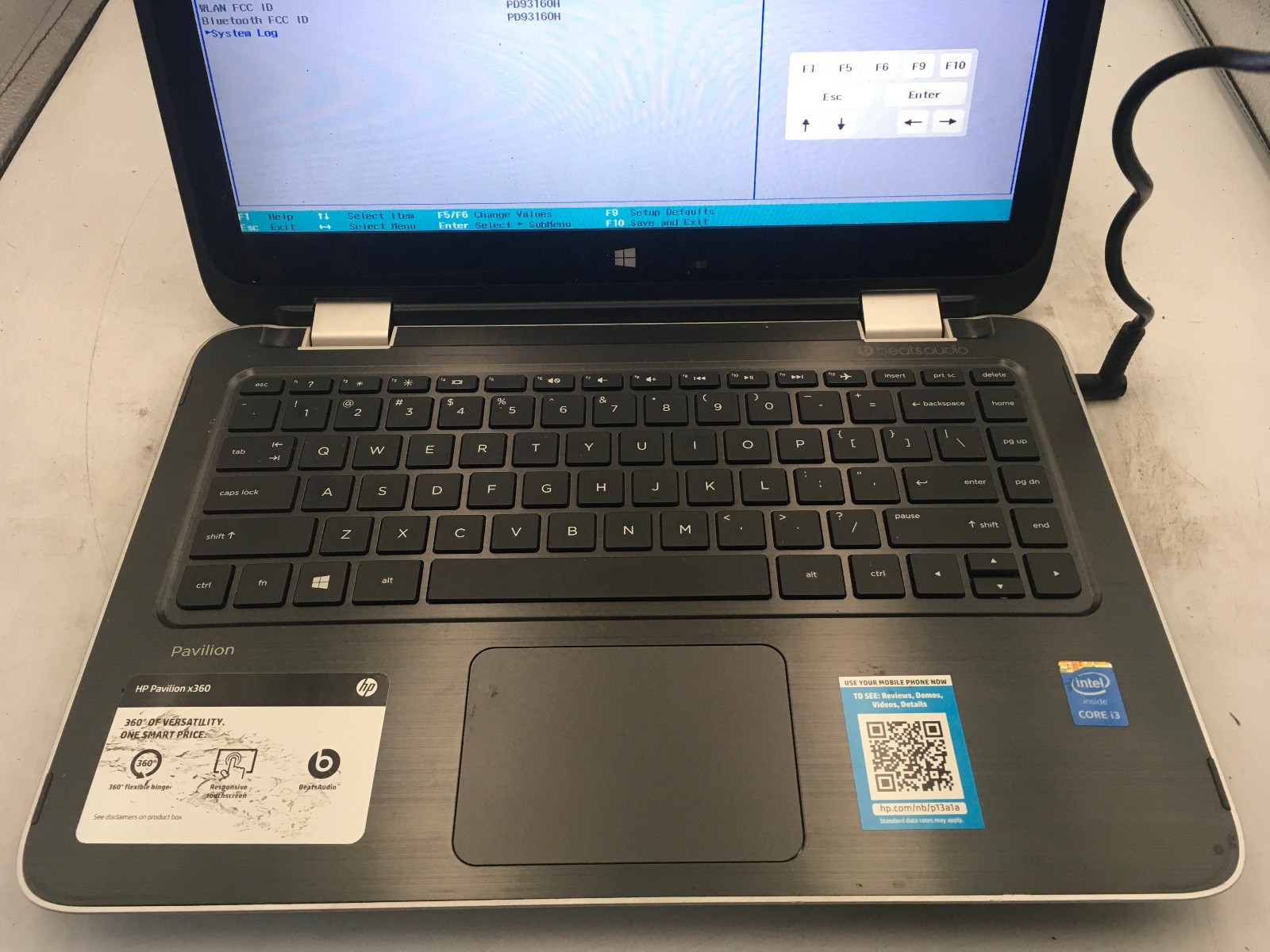HP PAVILION 13 X360 A110DX – BOOTS TO BIOS – INTEL I3 5010U – 4GB RAM – READ -BB