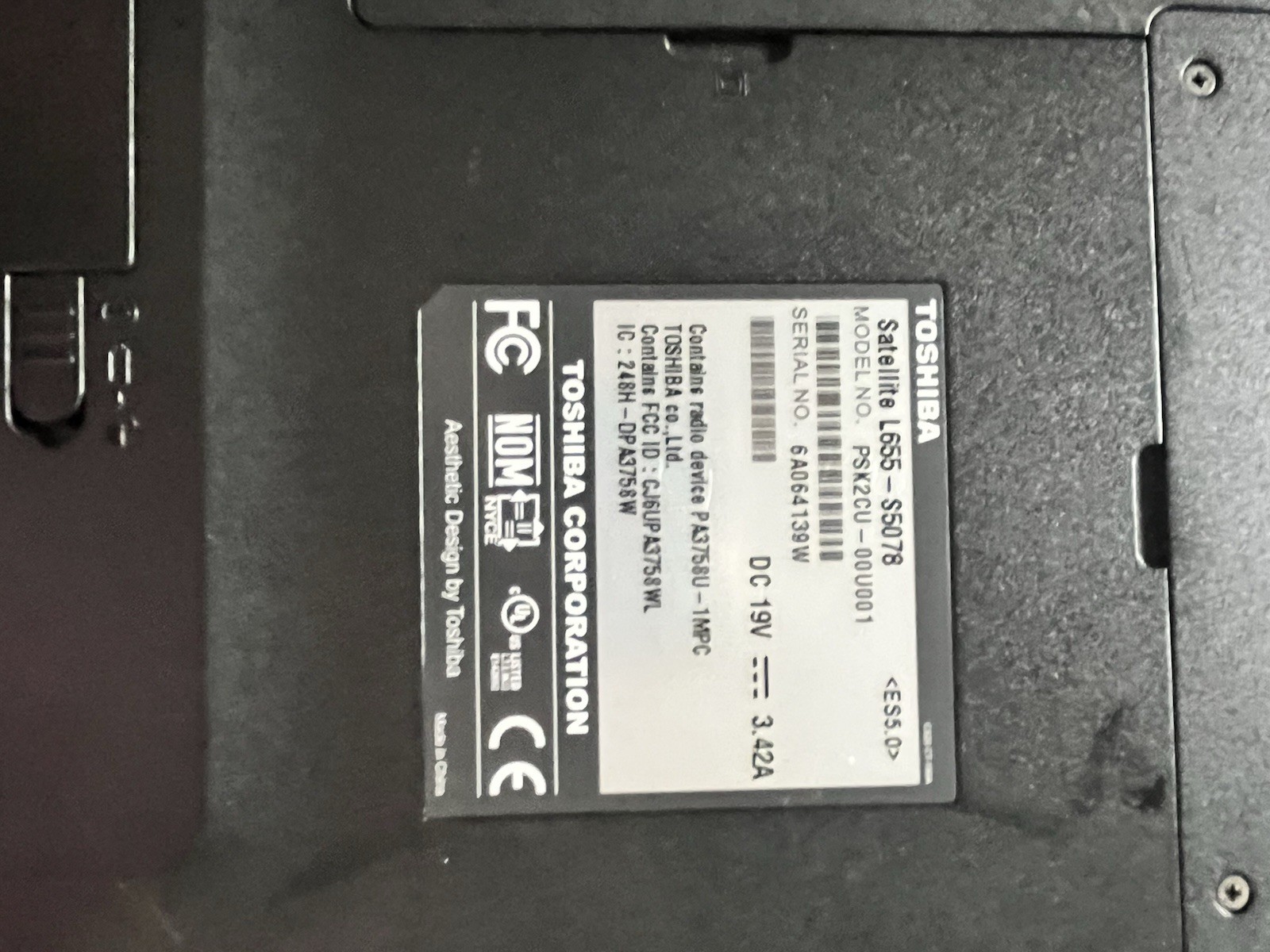 Toshiba Laptop L655 – S5078