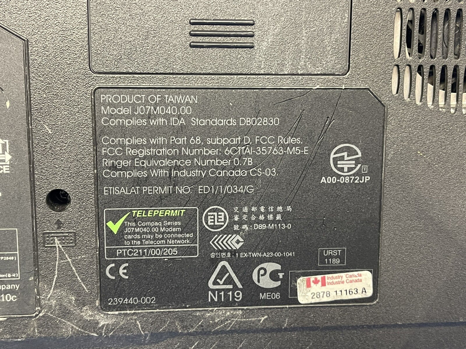 VINTAGE COLLECTIBLE COMPAQ LAPTOP EVO N610C PEMTIUM 4 J07M040.00 PP2010