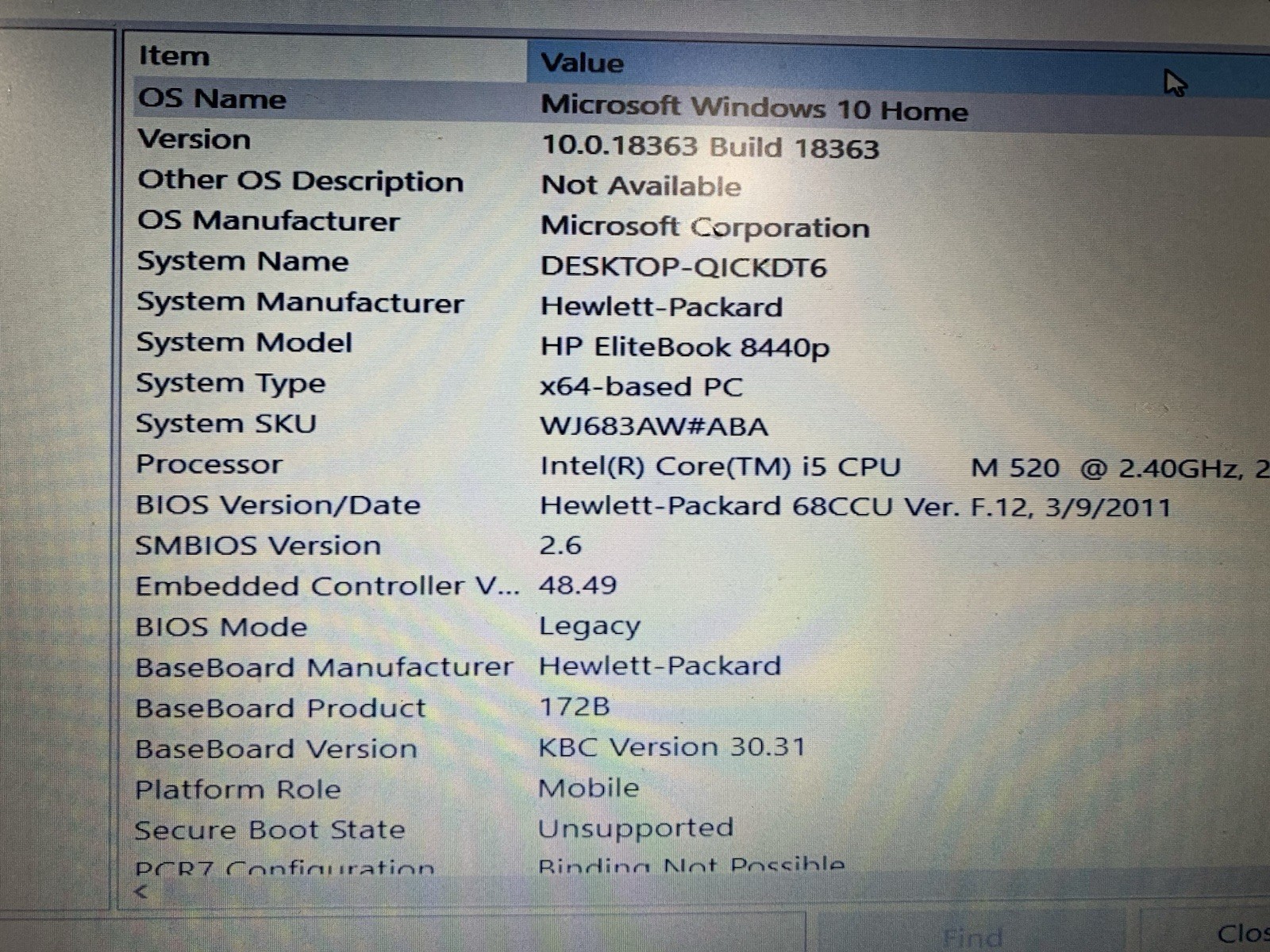 2 HP EliteBook 8440p 14″ Intel Core i5-M520 4gb Ram No Hdd For Parts + Bios