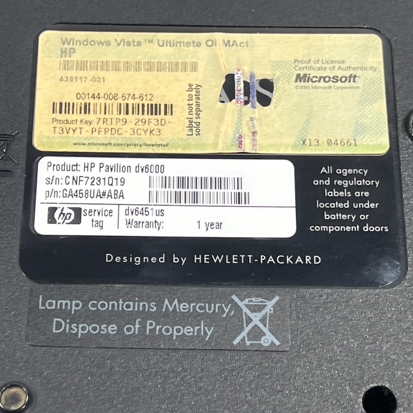 HP Pavilion Entertainment PC Laptop DV6000 For Parts or Repair