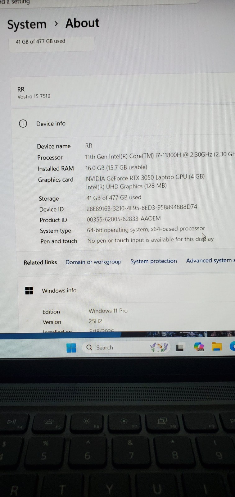 Dell Vostro 15 7510 15.6″ i7-11800H@2.3GHz, 16GB RAM, 512GB