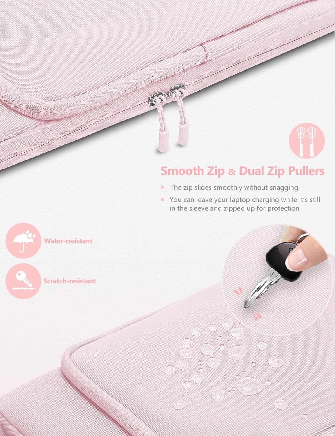 Pale Pink Laptop Sleeve for 15-16 Inch MacBook Pro 16 M4 M3 M2 M1, 2019-2026