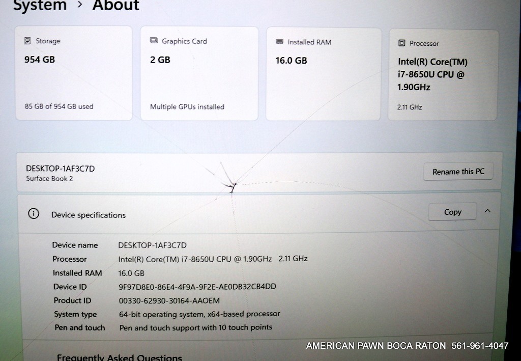 Microsoft Surface Book 1832 1TB SSD Intel Core i7 8th Gen. 1.9GHz 16GB AS IS