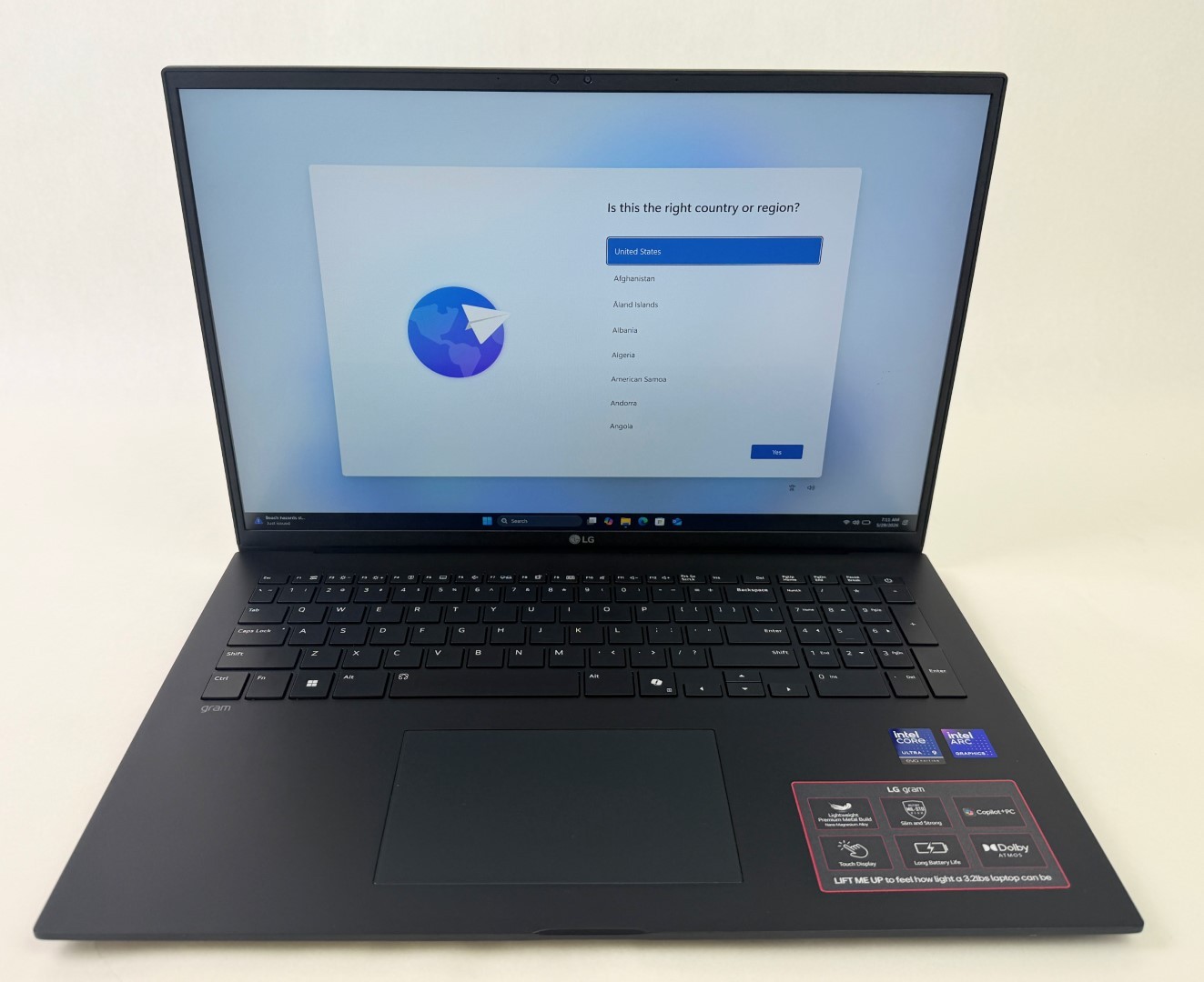 LG Gram 17Z90TL-H.AUB8U3 17″ 2560×1600 Touch Ultra 9 288V 32GB RAM 1TB SSD W11P