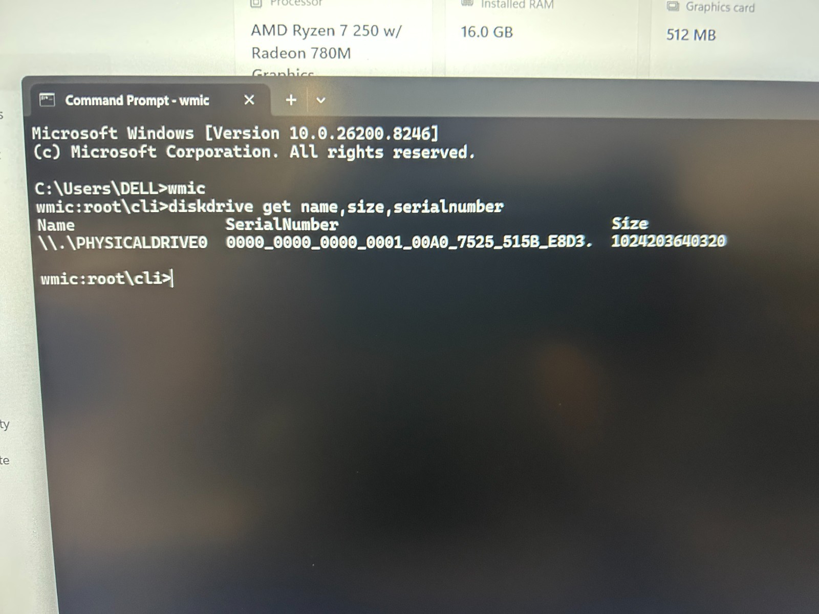 DELL 16 DC16255 WRC27, AMD Ryzen 7 250, 3.30 GHz, 16 GB RAM, 1 TB NVMe SSD