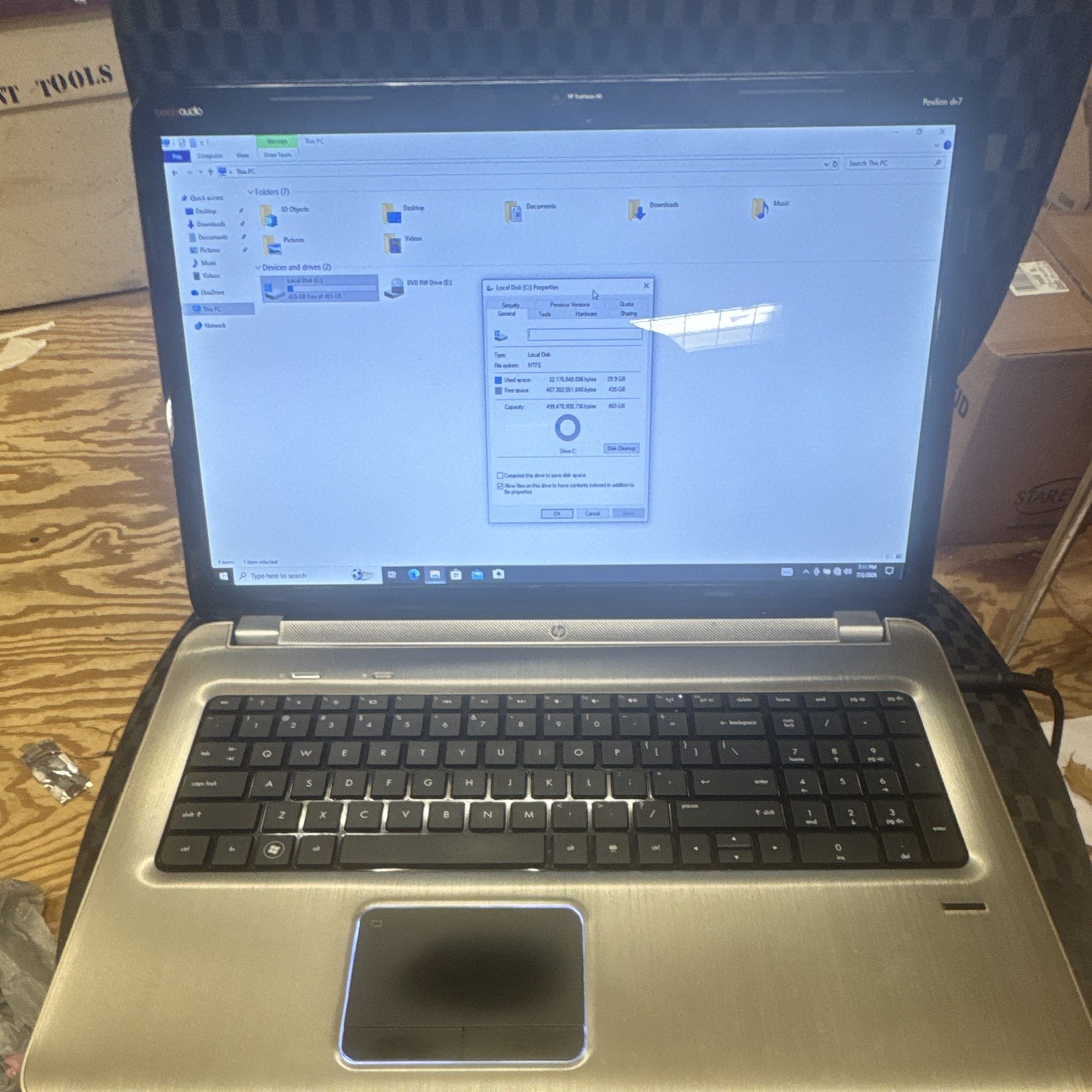 HP Pavilion dv7 17″ i3-370M 2.40GHz 8GB 500GB HDD Win 10 Pro Silver