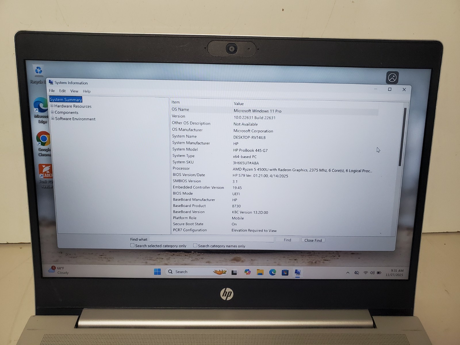 HP ProBook 445 G7 14″ FHD Ryzen 5 4500U 2.3GHz 256GB SSD 16GB RAM W11P