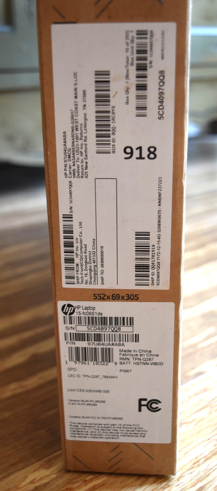 HP 15-fc0651ds 15.6in Laptop AMD 7120u 4gb MEM 128gb SSD Win11 NIB