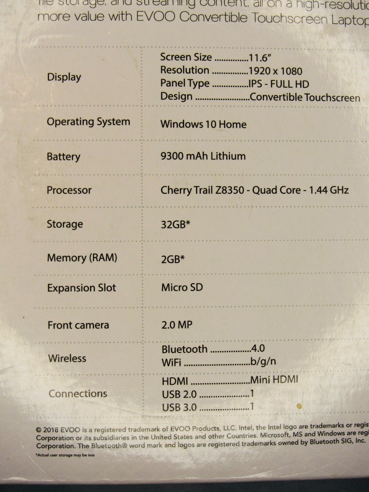 EV-L2in1-116-1-SL 11.6″ Convertable Touchscreen Laptop Quad Core 1.44GHz