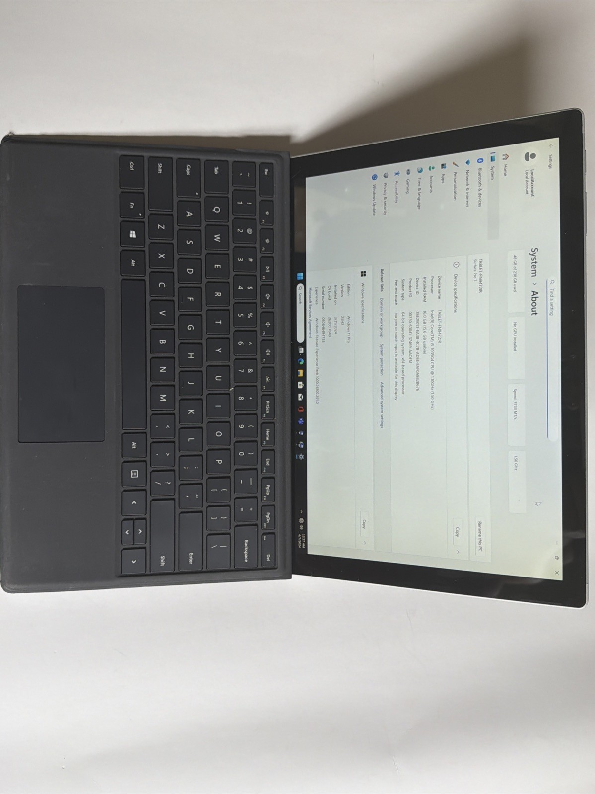 Microsoft Surface Pro 7 Tablet, 12.3in(2736 x 1824) Touchscreen, Core i5-1035G4,